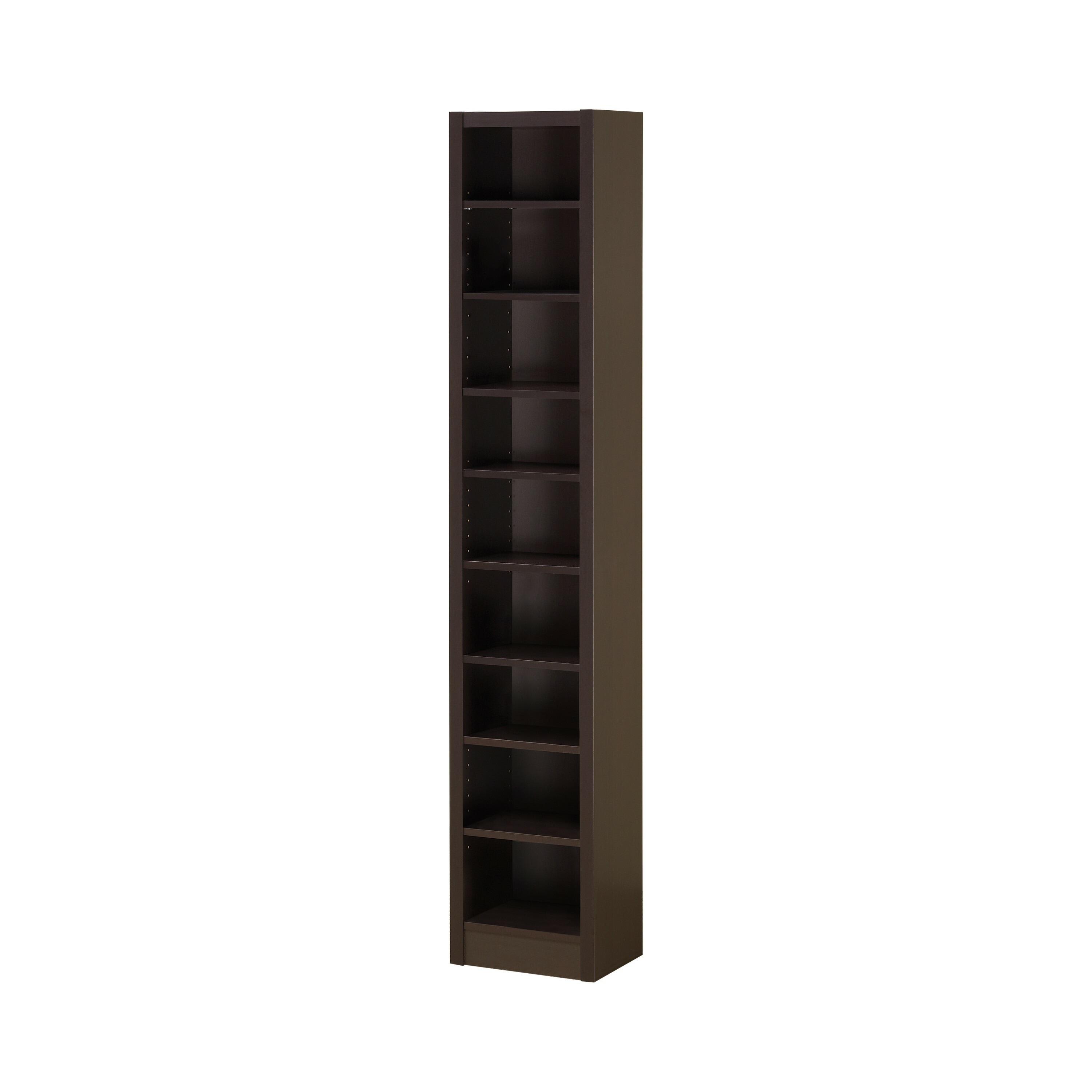 Benjara 13" Modern MDF and Wood Bookcase with 9 Shelves in Dark Brown