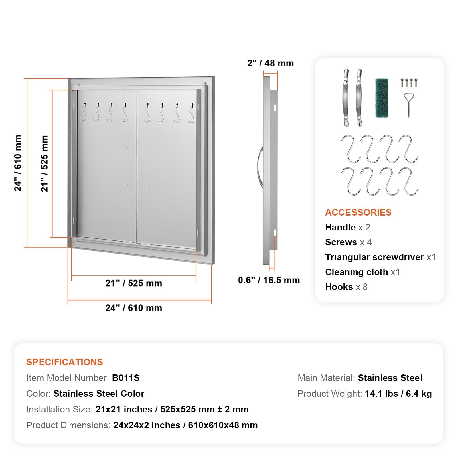 VEVOR 24x24 Inch BBQ Island Access Door Outdoor Kitchen Door Stainless Steel