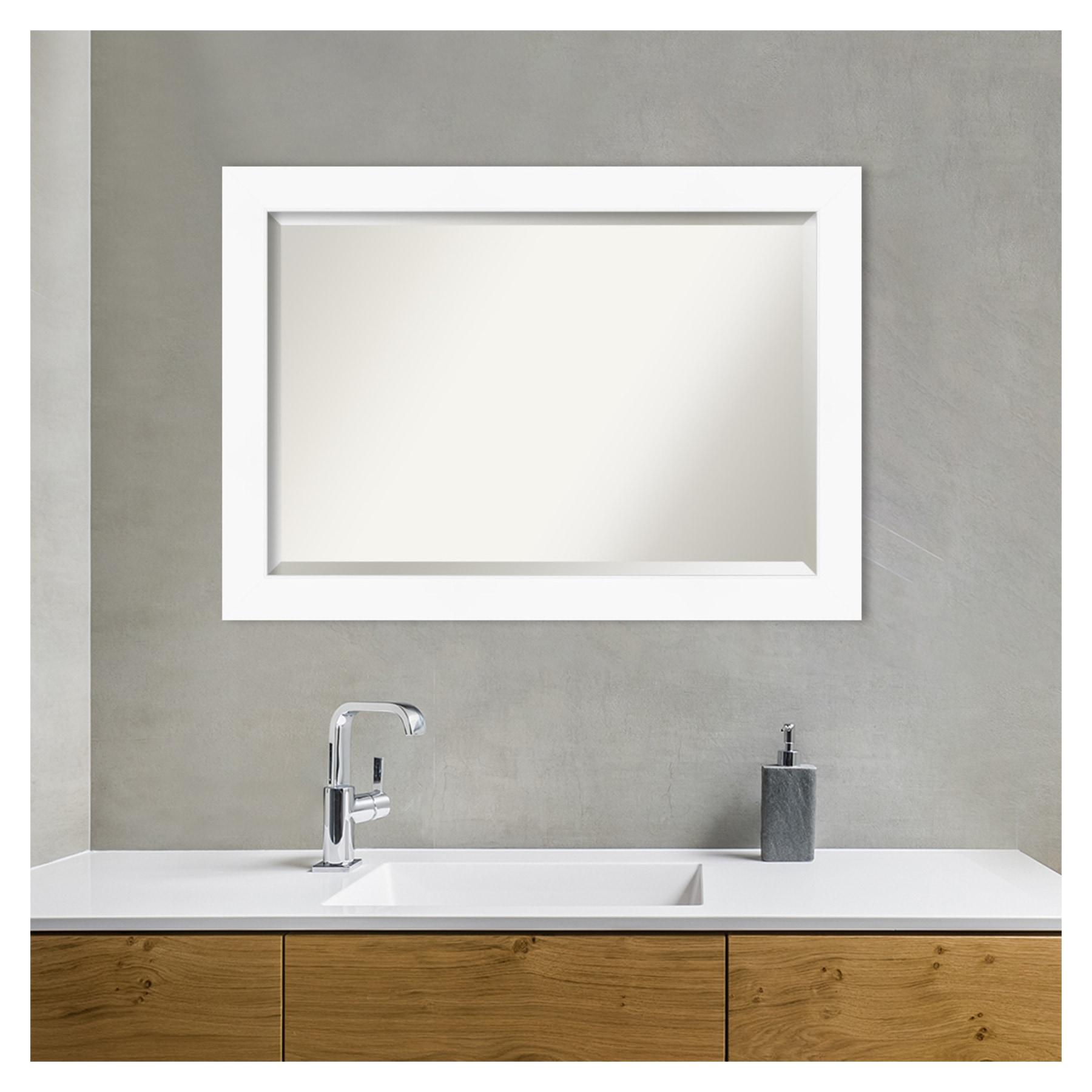 Amanti Art Beveled Bathroom Wall Mirror - Cabinet White Frame Outer Size: 41 x 29 in