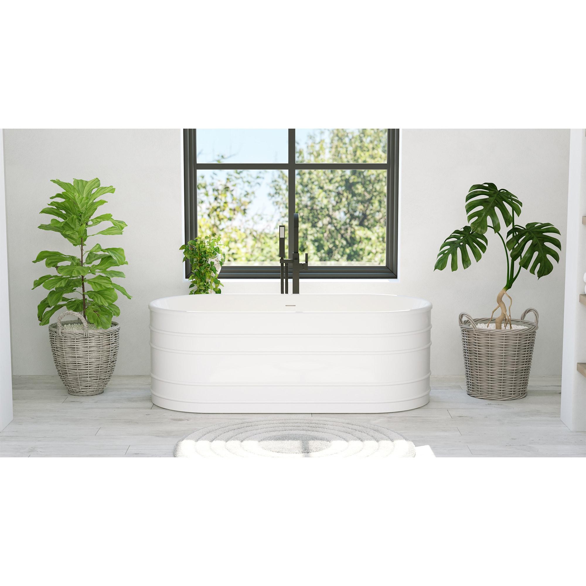 Infinity Z 67-inch White Acrylic Oval Freestanding Soaking Bathtub