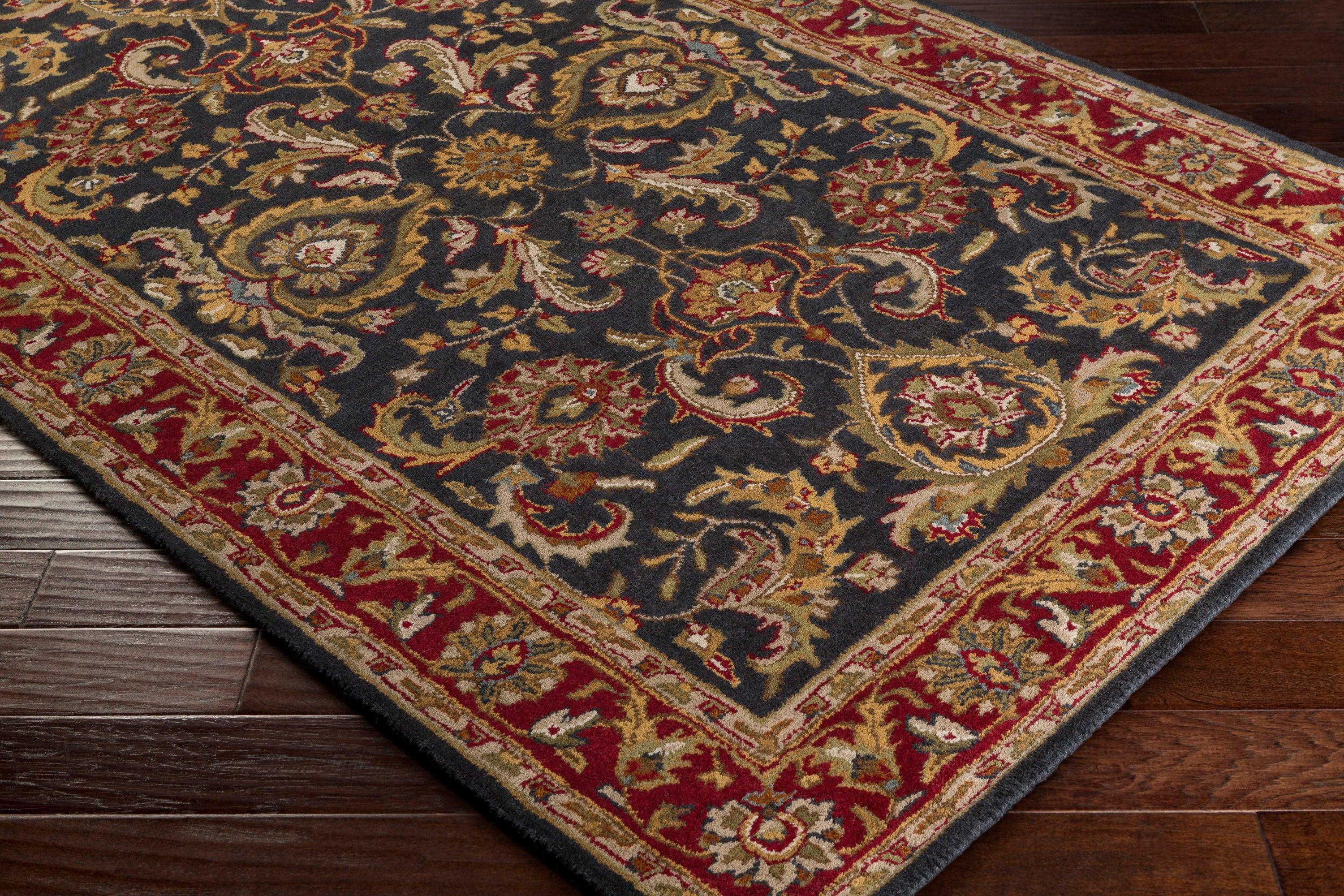 Elegant Oriental Red Wool 3'x5' Hand-Tufted Rug