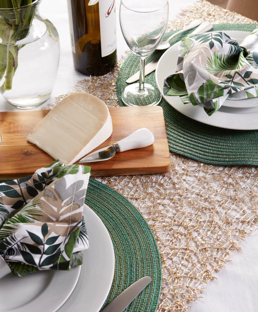 DII Metallic Woven Round Placemat, Green, 15" Diameter