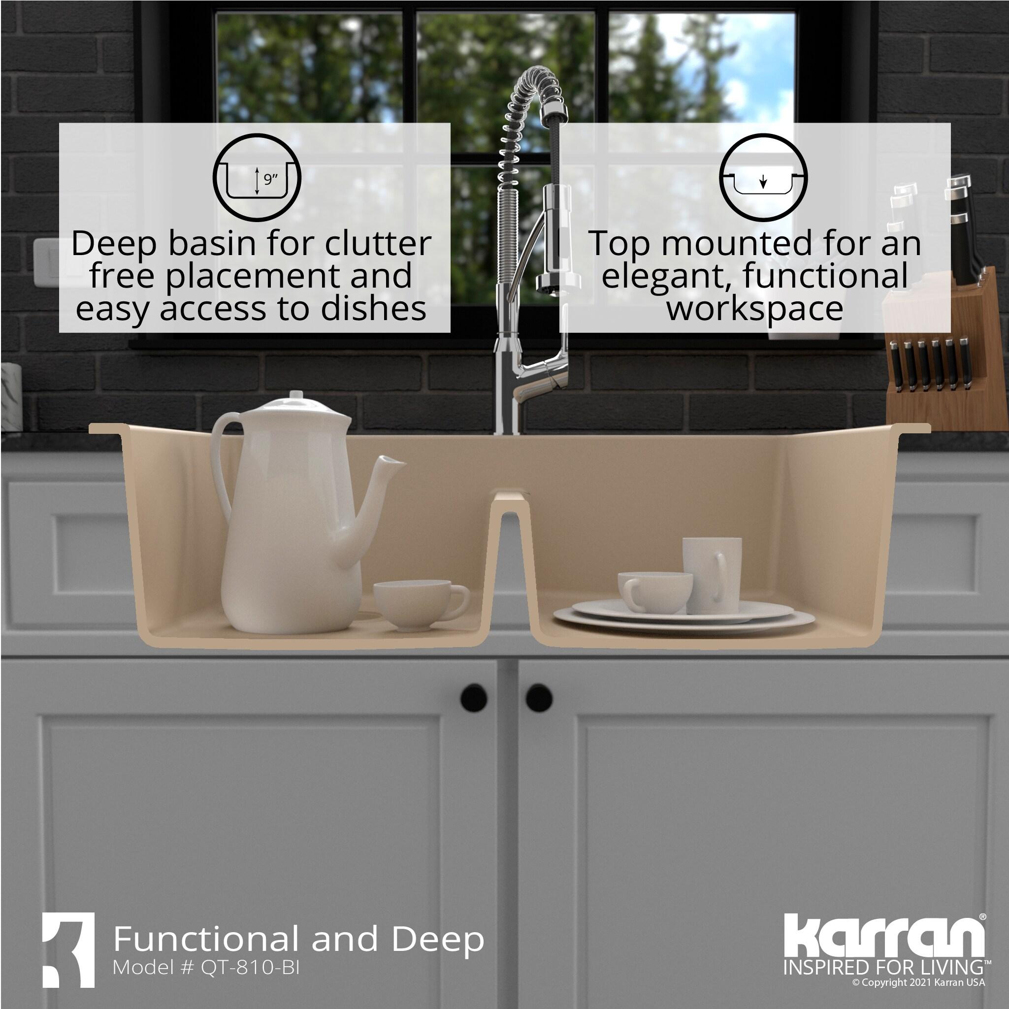 Karran Quartz 33'' X 22'' 50/50 Double Bowl Composite Drop-in Kitchen Sink