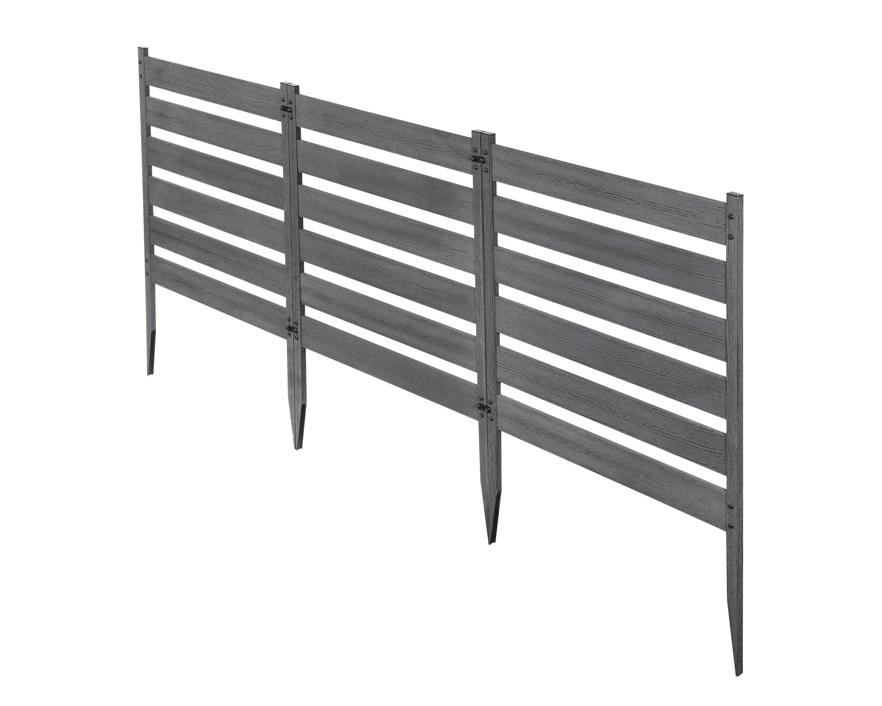 Zippity Outdoor Products 26in H x 24in W (3 Panels) No Dig Zippity Maui Fence Kit, Charcoal Color WoodTek Vinyl Fence Panel, Temporary Outdoor Border for Garden, Easy Install DIY Fence for Backyard, Patio, & Deck, ZP19066