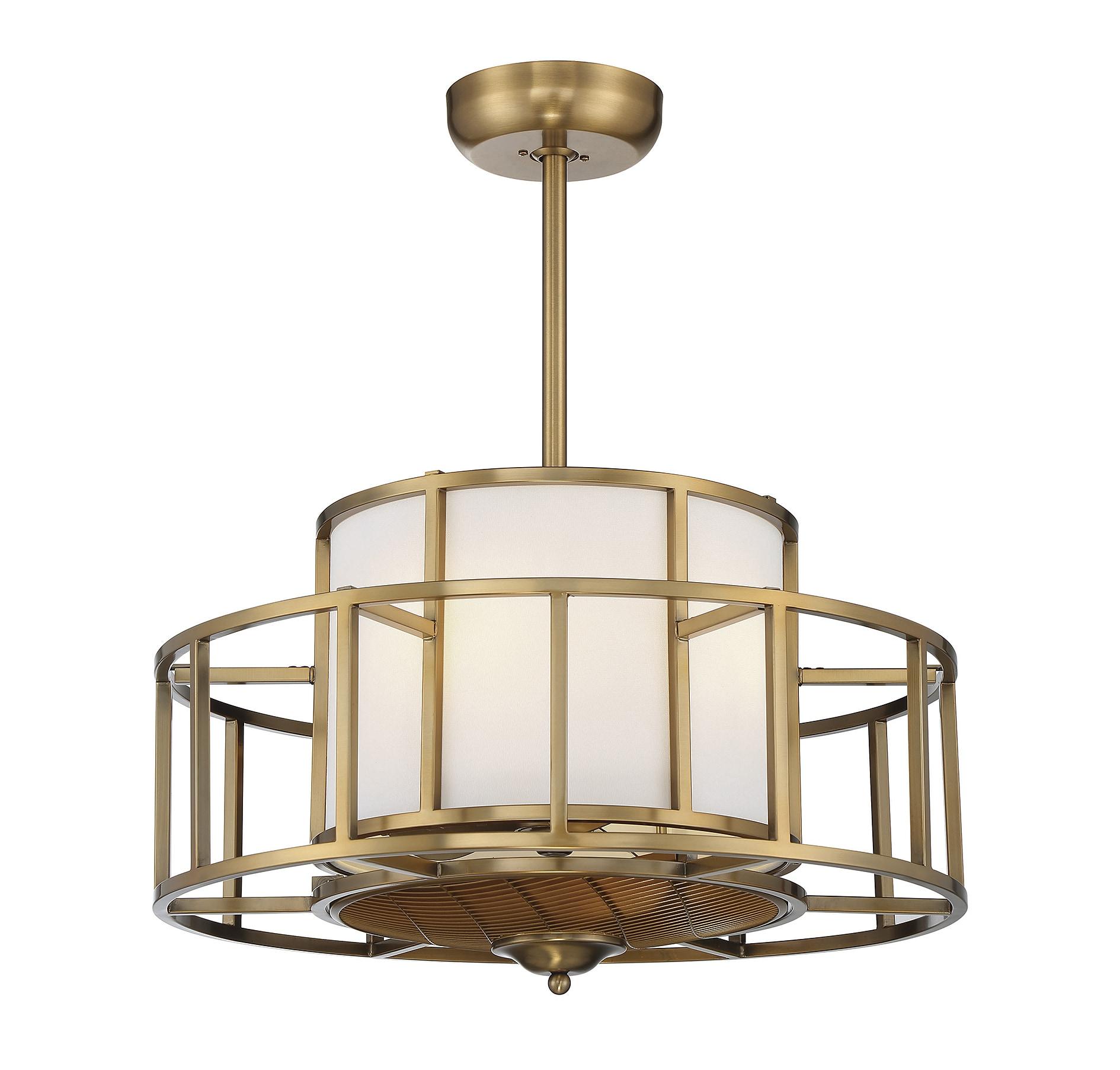 Warm Brass Four Light Fan D'Lier from the Oslo Collection