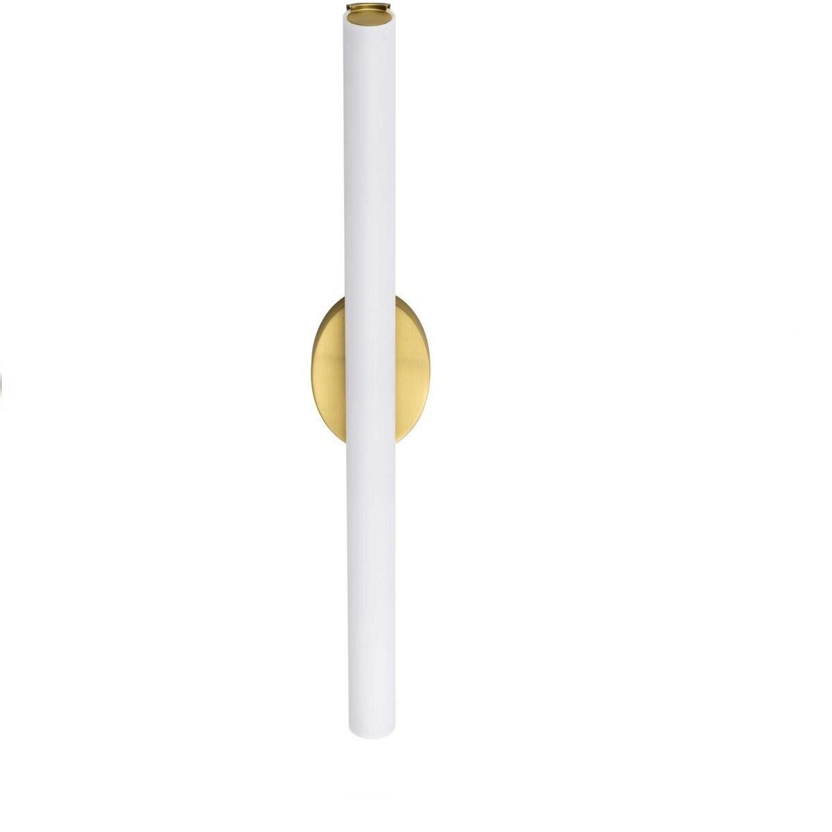 Progress Lighting Parallel 1-Light LED Bath Vanity Fixture, Steel, Satin Brass, Tubular Opal Glass Shade