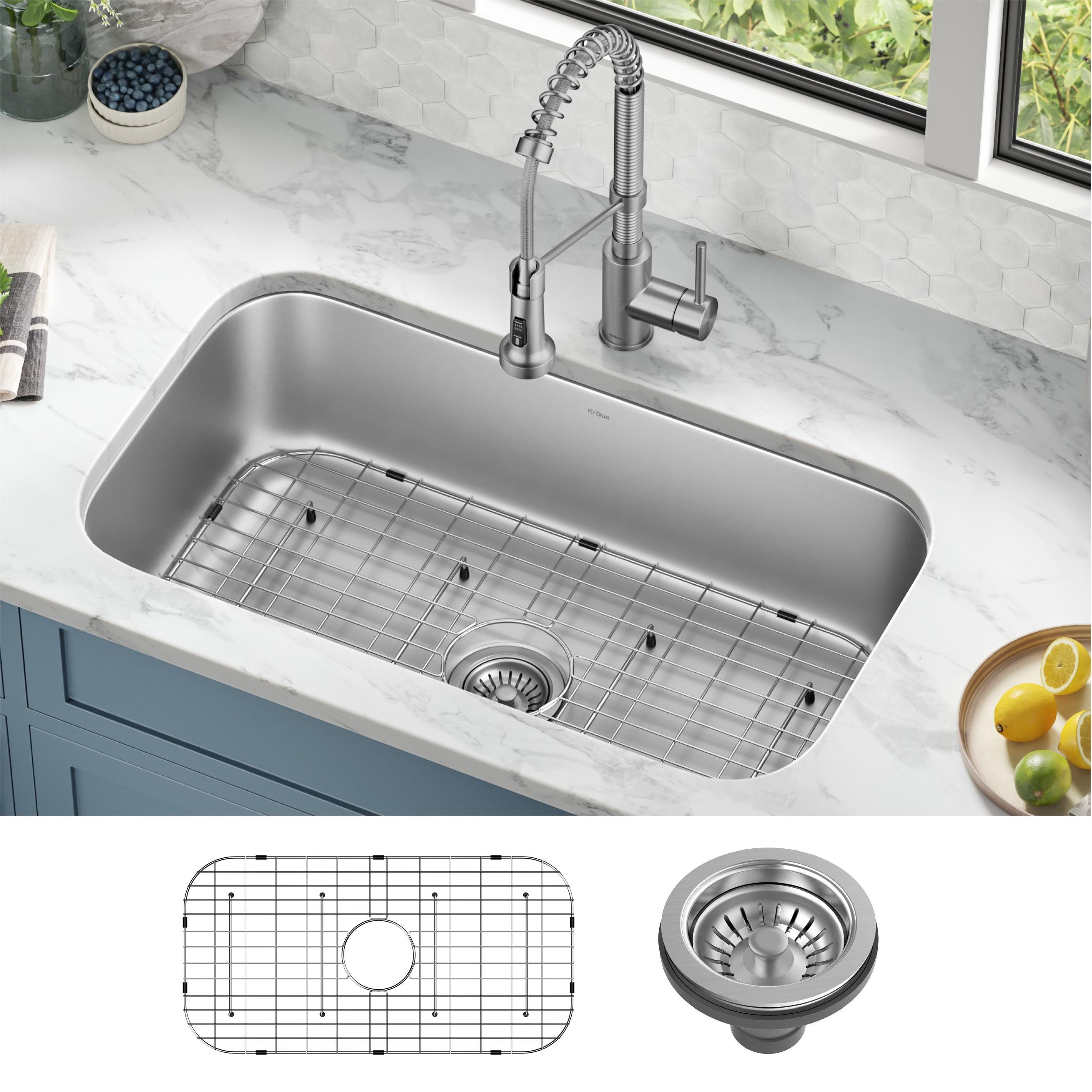 KRAUS Premier Undermount Single Bowl 18-Gauge Stainless Steel Kitchen Sink