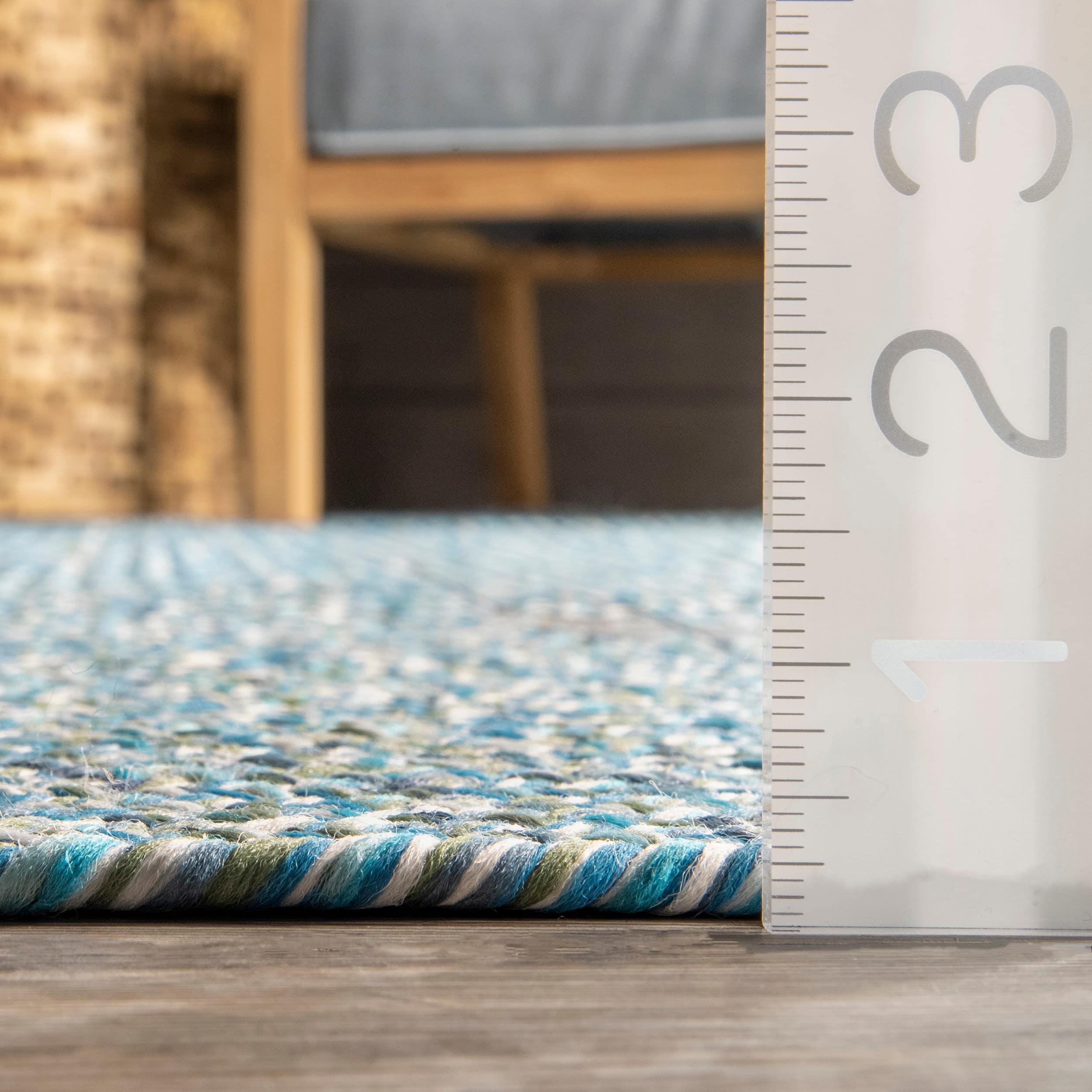 Aqua Braided Reversible Handmade 3' x 5' Synthetic Rug