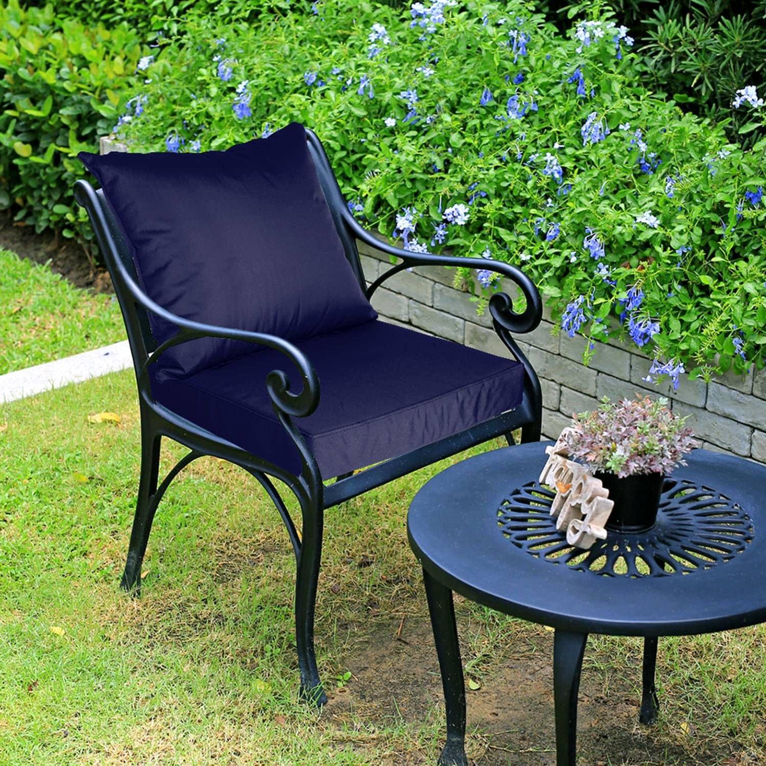 NewHome"Waterproof Outdoor Seat Cushion Set with Removable Cover, Fade-Resistant for Patio Chairs & Sofas"DarkBlue