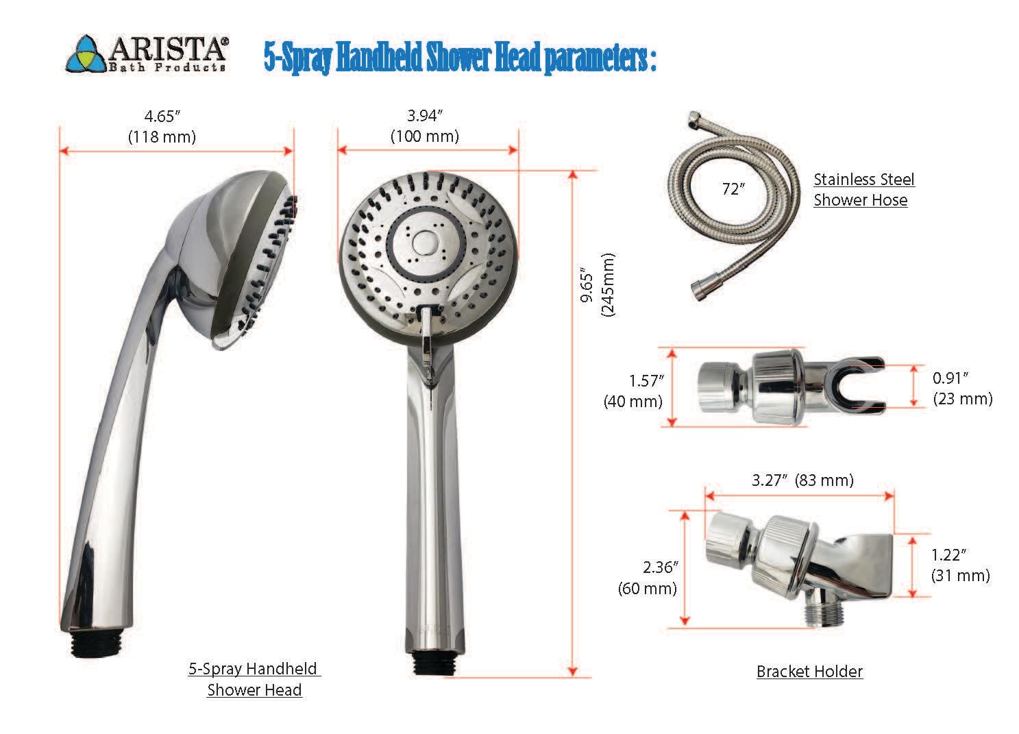 Arista Handheld Shower Head 2.0 GPM GPM with Water Filtration