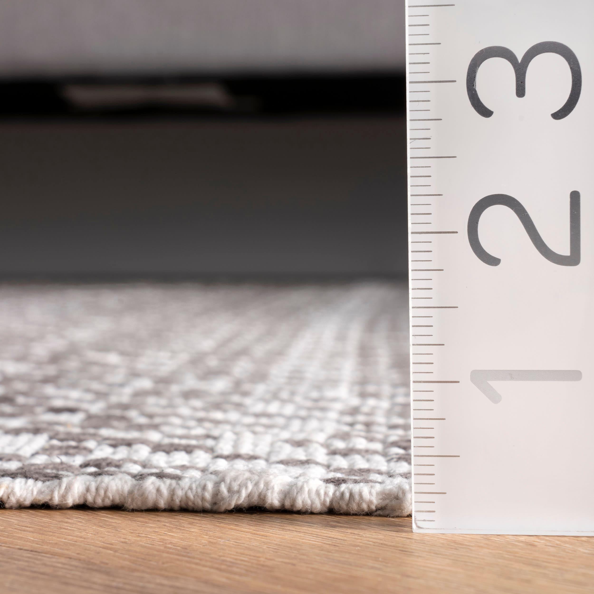 nuLOOM 5'x8' Cotton Hand Loomed Diamonds Cotton Trellis Area Rug Gray: Modern Low Pile Handmade Rectangle Rug