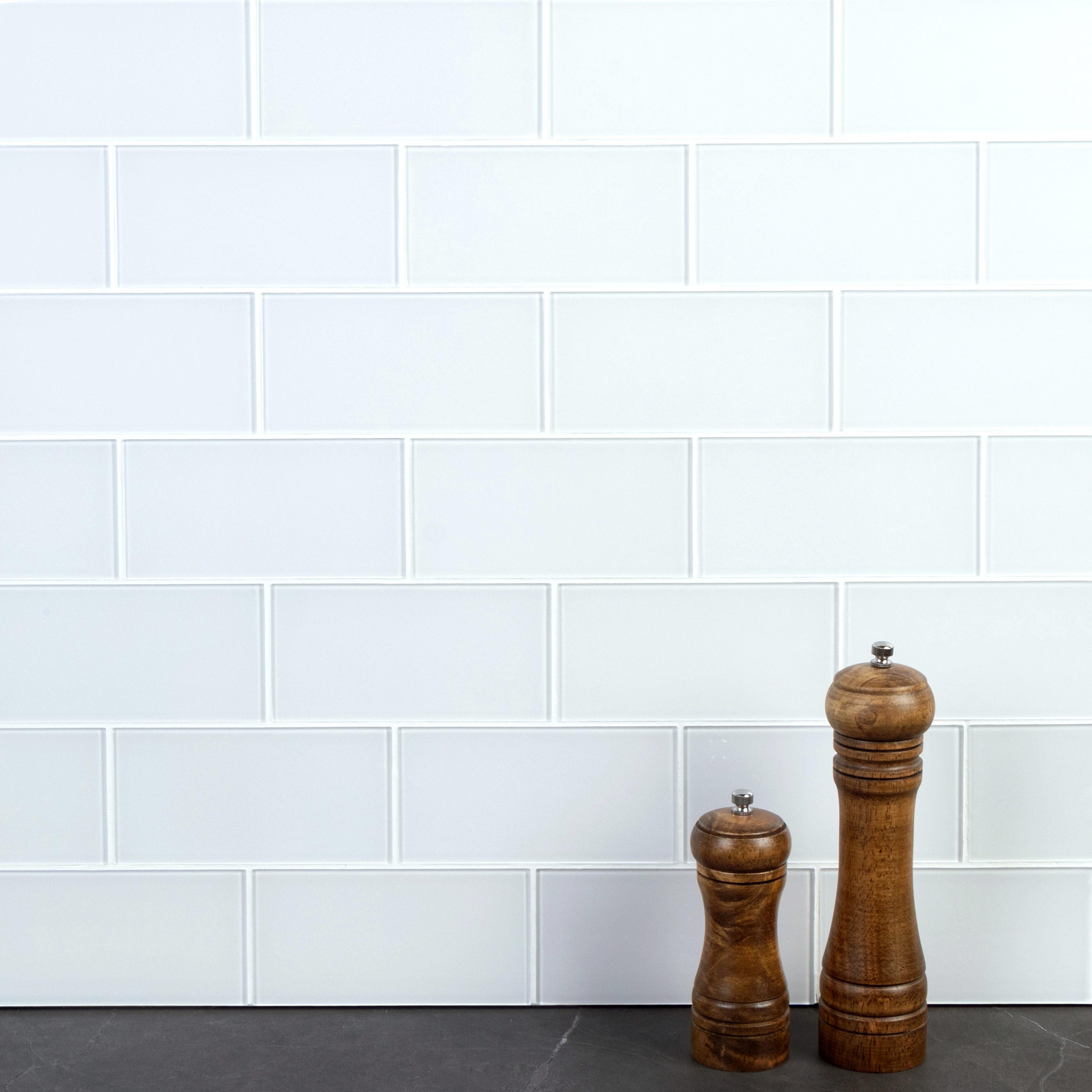 3'' W x 6'' L Glass Peel and Stick Subway Tile