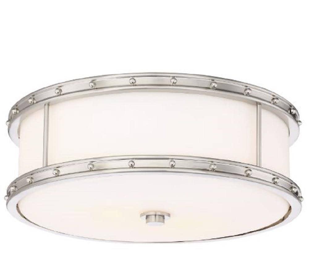 Minka Lavery Modern Ceiling Light Flush Mount Fixture 15 1/2" Brushed Nickel Dimmable LED Etched Opal Glass Shade for Bedroom Home