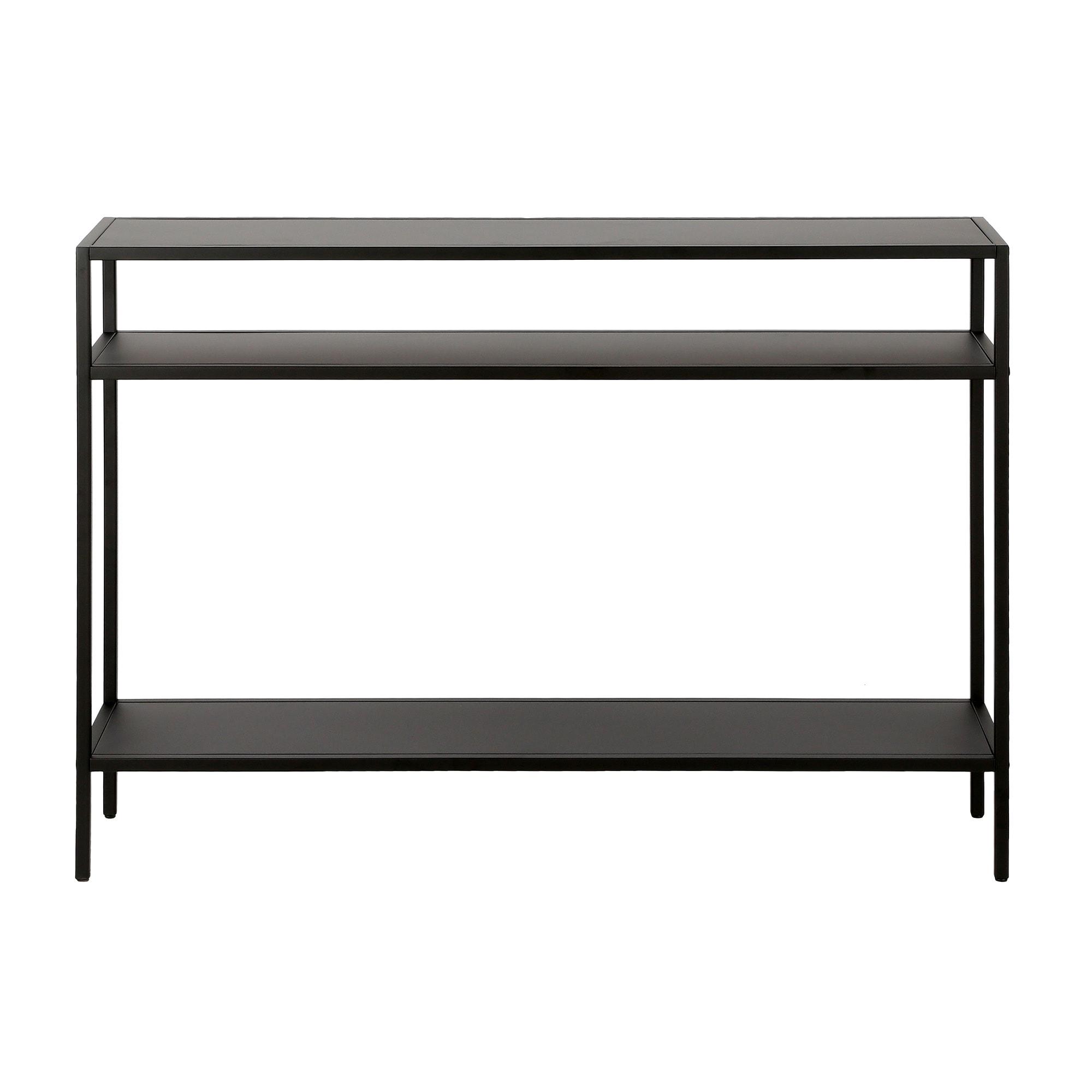 Evelyn&Zoe Ricardo 42" Wide Rectangular Console Table with Metal Shelves, Blackened Bronze