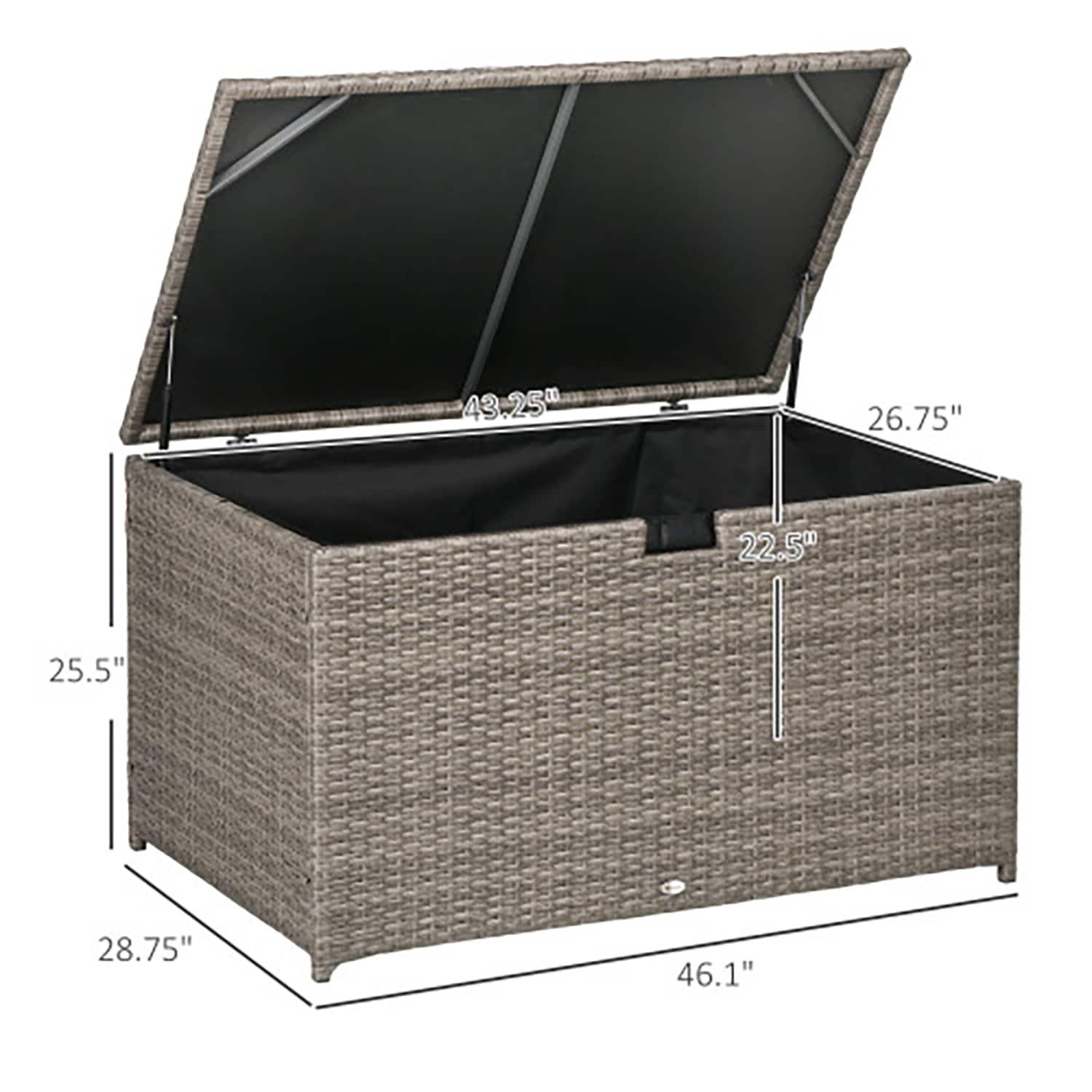 Outsunny 113 Gallon Deck Box, Rattan Outdoor Storage Box, Waterproof Storage Container for Indoor, Patio Furniture Cushions, Pool Supplies, Garden Tools, Brown