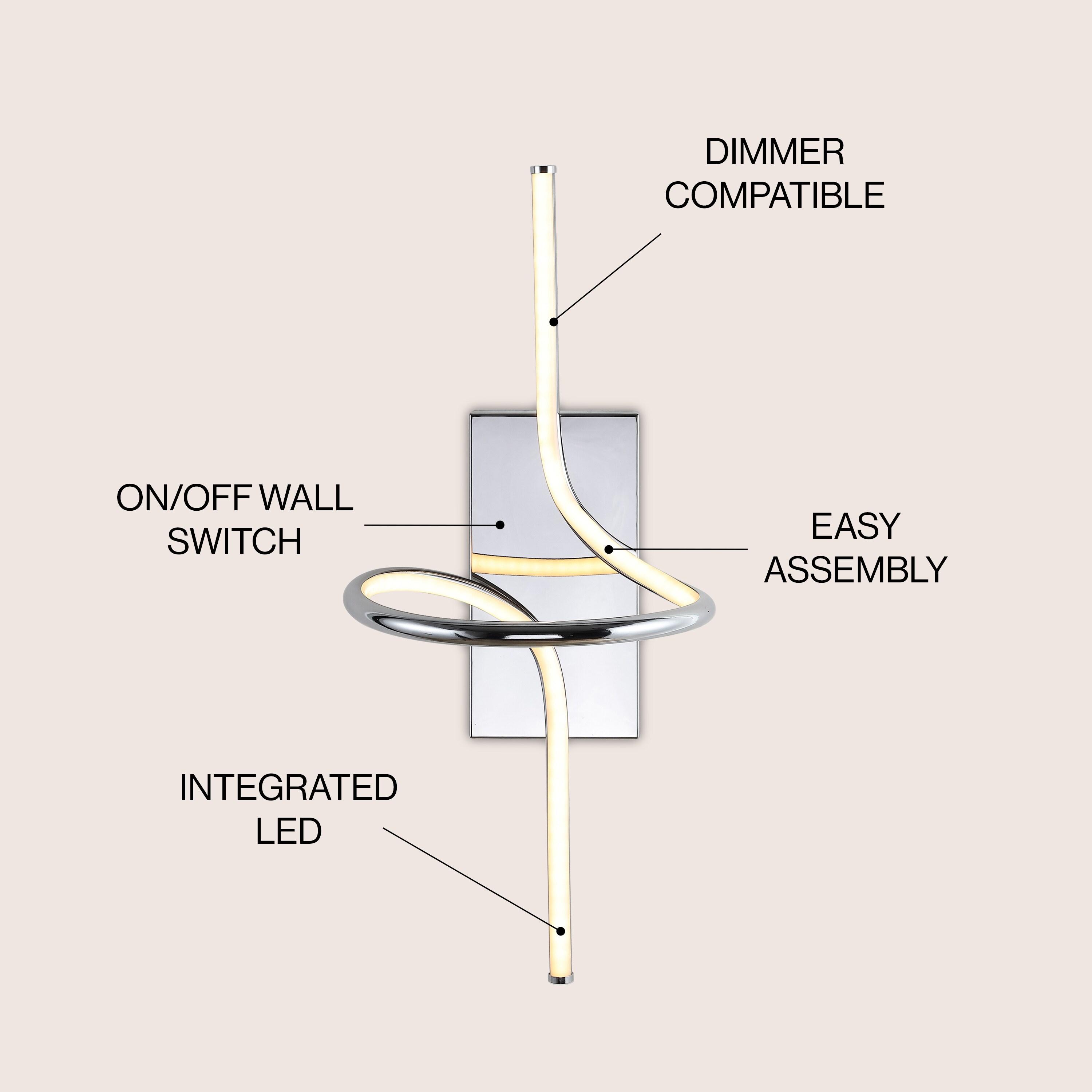 Sketch 9 in. Chrome Minimalist Metal Integrated LED Vanity Light Sconce