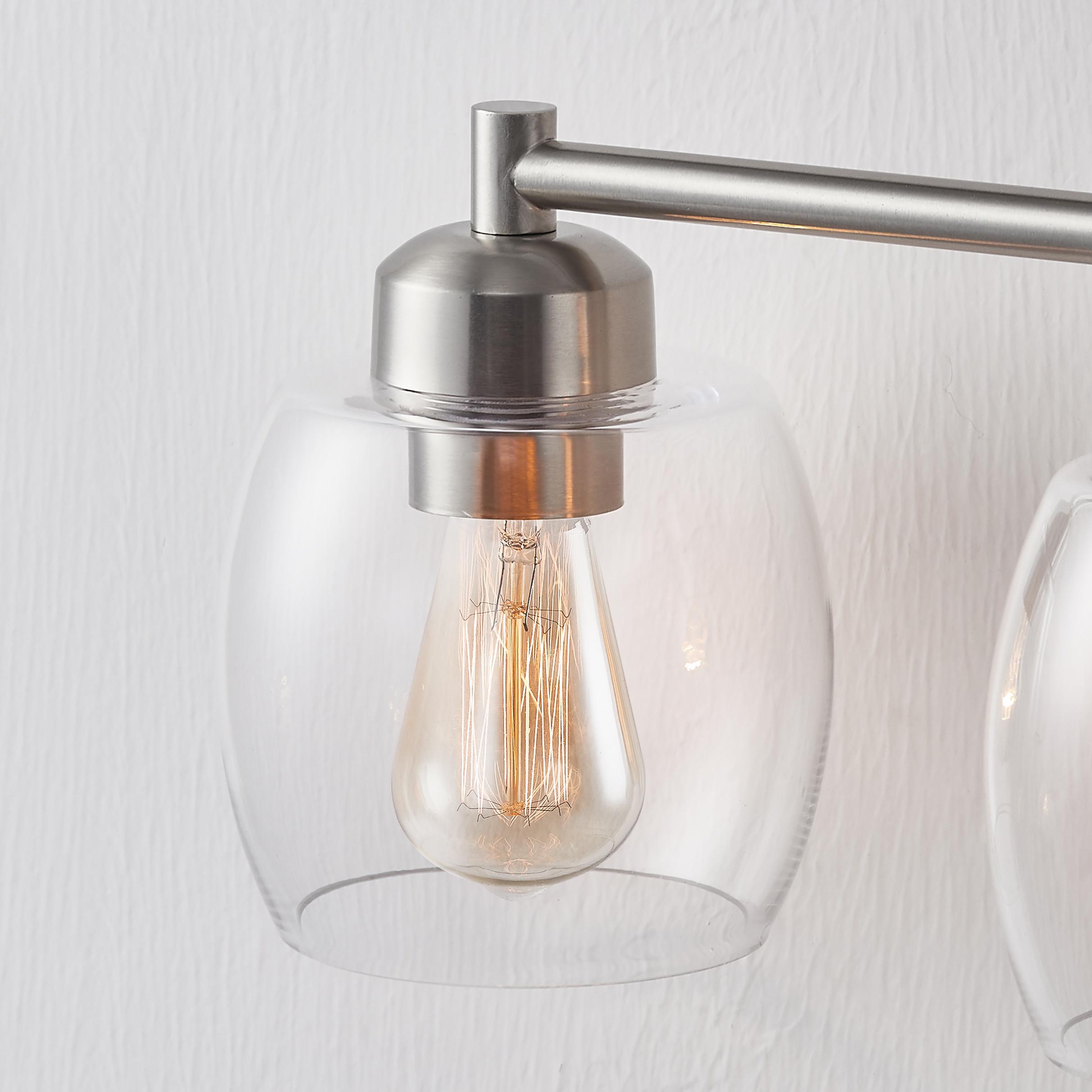 KAWOTI 4-Light Bathroom Light Fixtures, Brushed Nickel Vanity Wall Lamps over Mirror Bedroom Living Room Hallway
