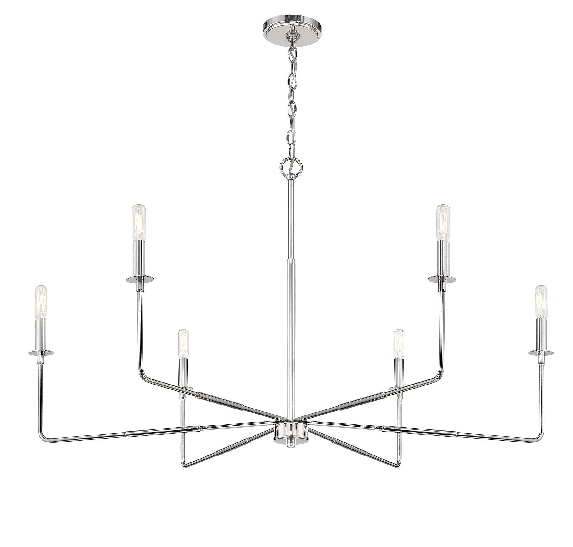 Salerno Polished Nickel 6-Light Rustic Charm Chandelier