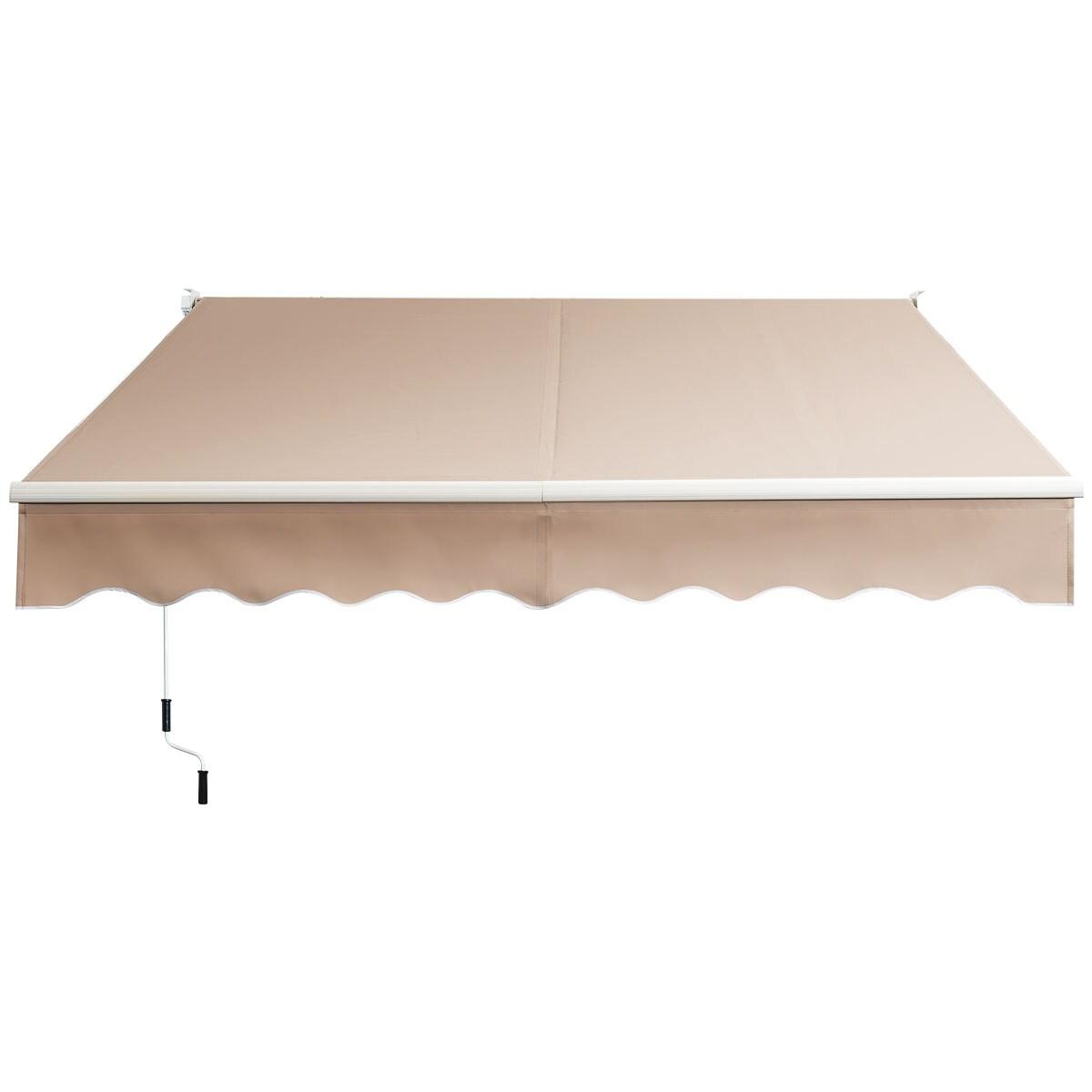 Beige 10' x 8' Retractable Aluminum Patio Awning