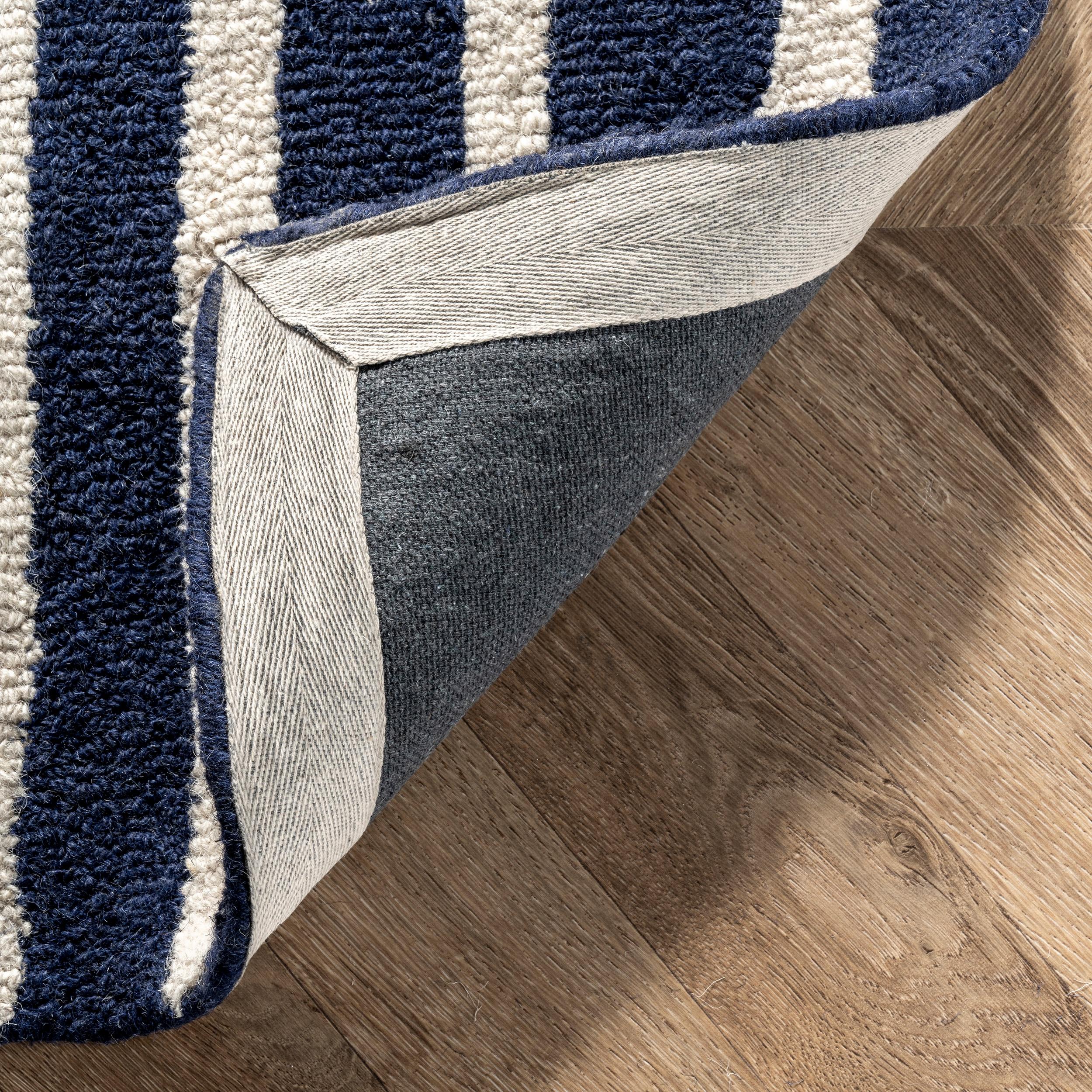 Nuloom Lemuel Geometric 6x9 Wool Indoor Area Rug for Living Room Bedroom Dining Room Kitchen, Navy/Ivory