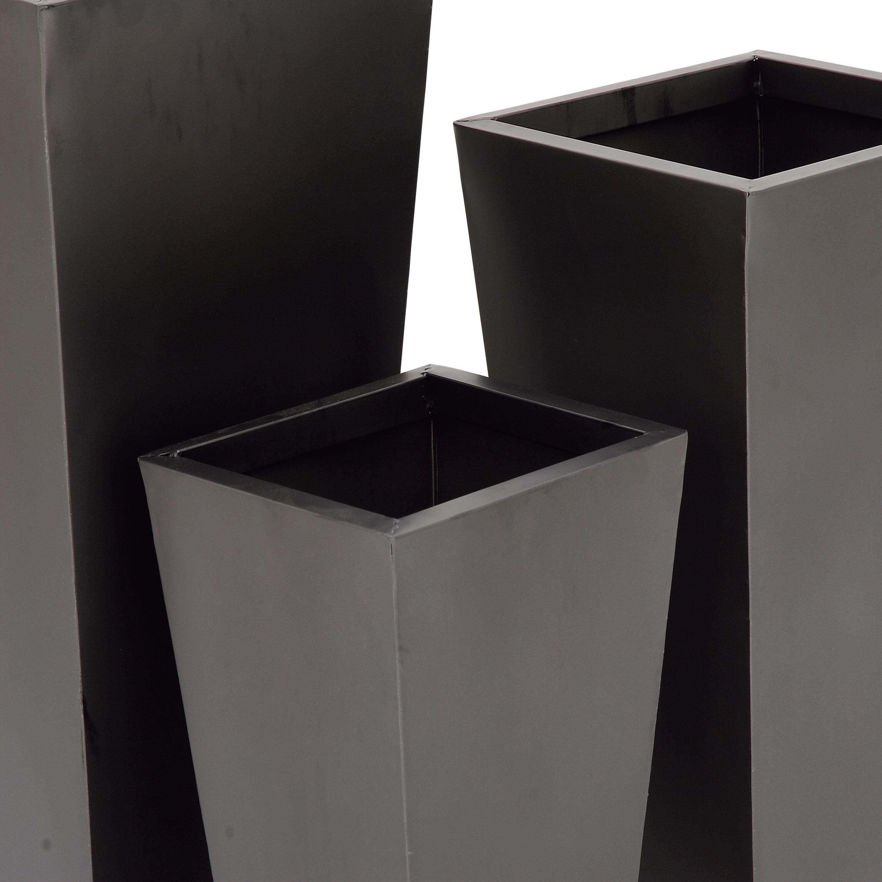 Set of 3 Modern Trapezoidal Iron Planters - Olivia & May: Indoor/Outdoor Freestanding Decor, No Drainage