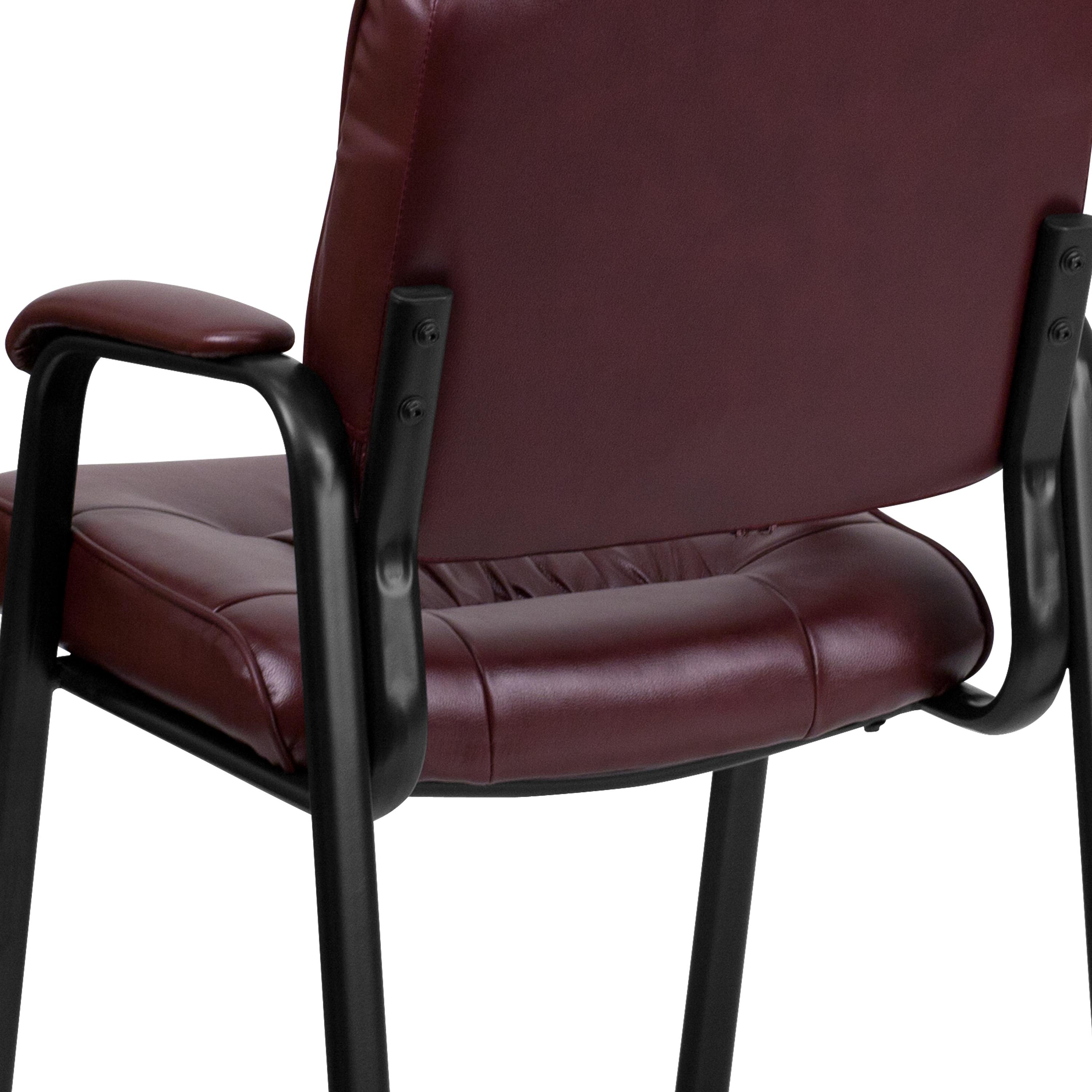 Flash Furniture Haeger LeatherSoft Tufted Executive Reception Chair with Padded Armrests, Burgundy