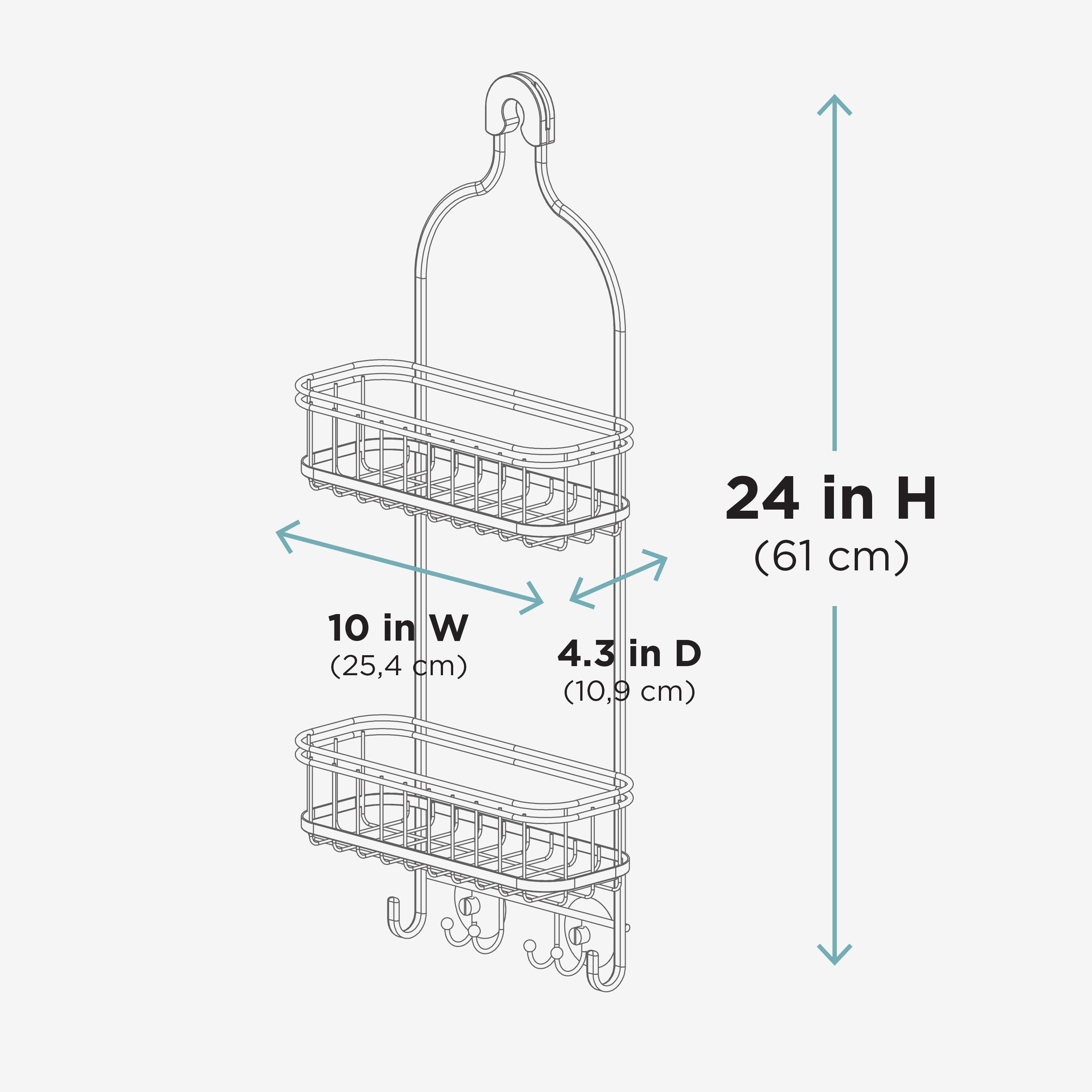 Zenna Home Shower Caddy Hanging Bathroom Organizer, Steel Shower Rack with 2 Shelves, Rust-Resistant Over Shower Head Caddy Storage System, Satin Nickel