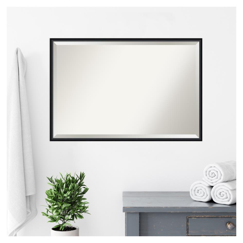 Amanti Art 37" x 25" Lucie Framed Bathroom Vanity Wall Mirror Black : Modern Rectangle, No Assembly Required