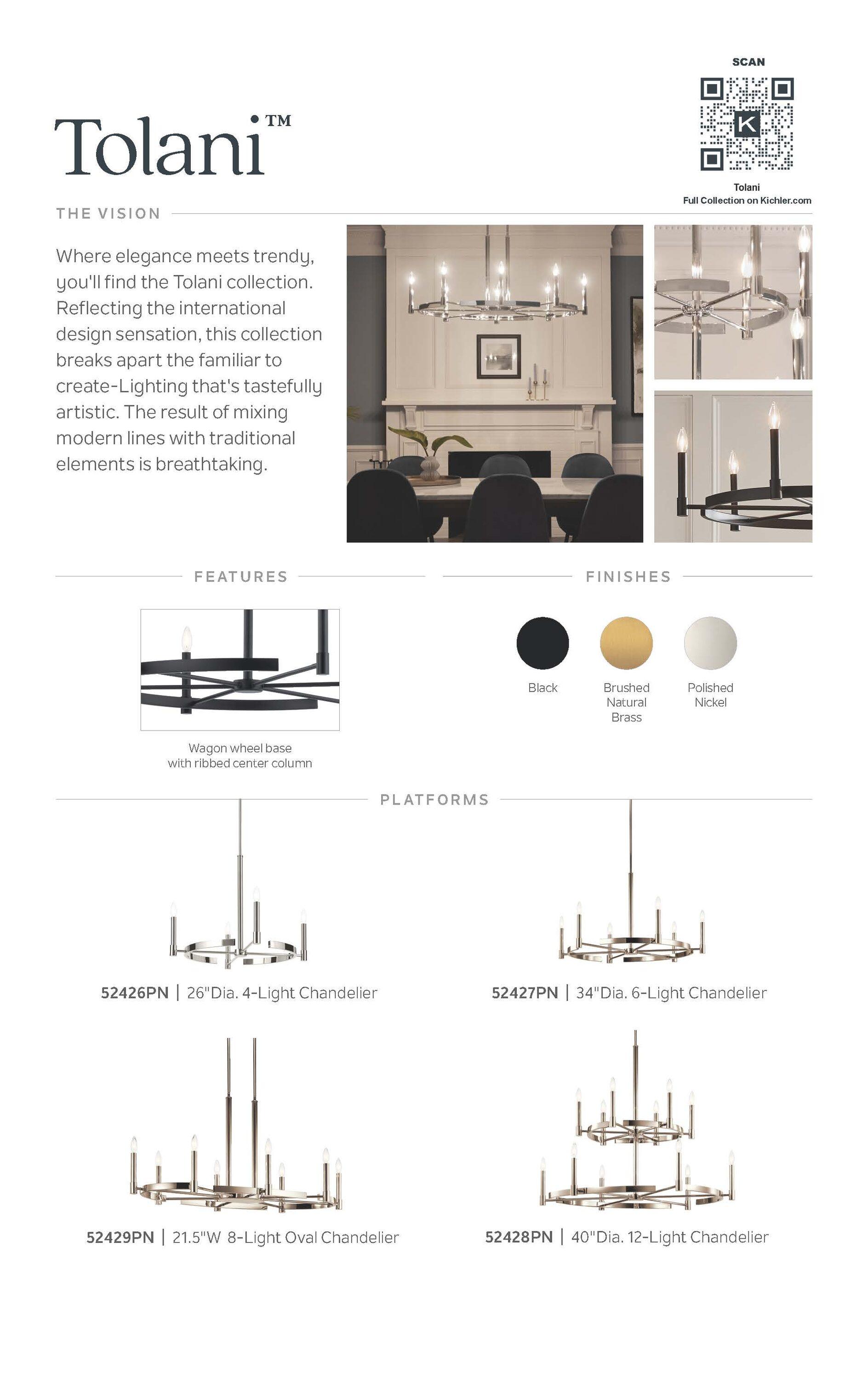 Kichler Lighting Tolani 12 - Light Chandelier in  Brushed Natural Brass