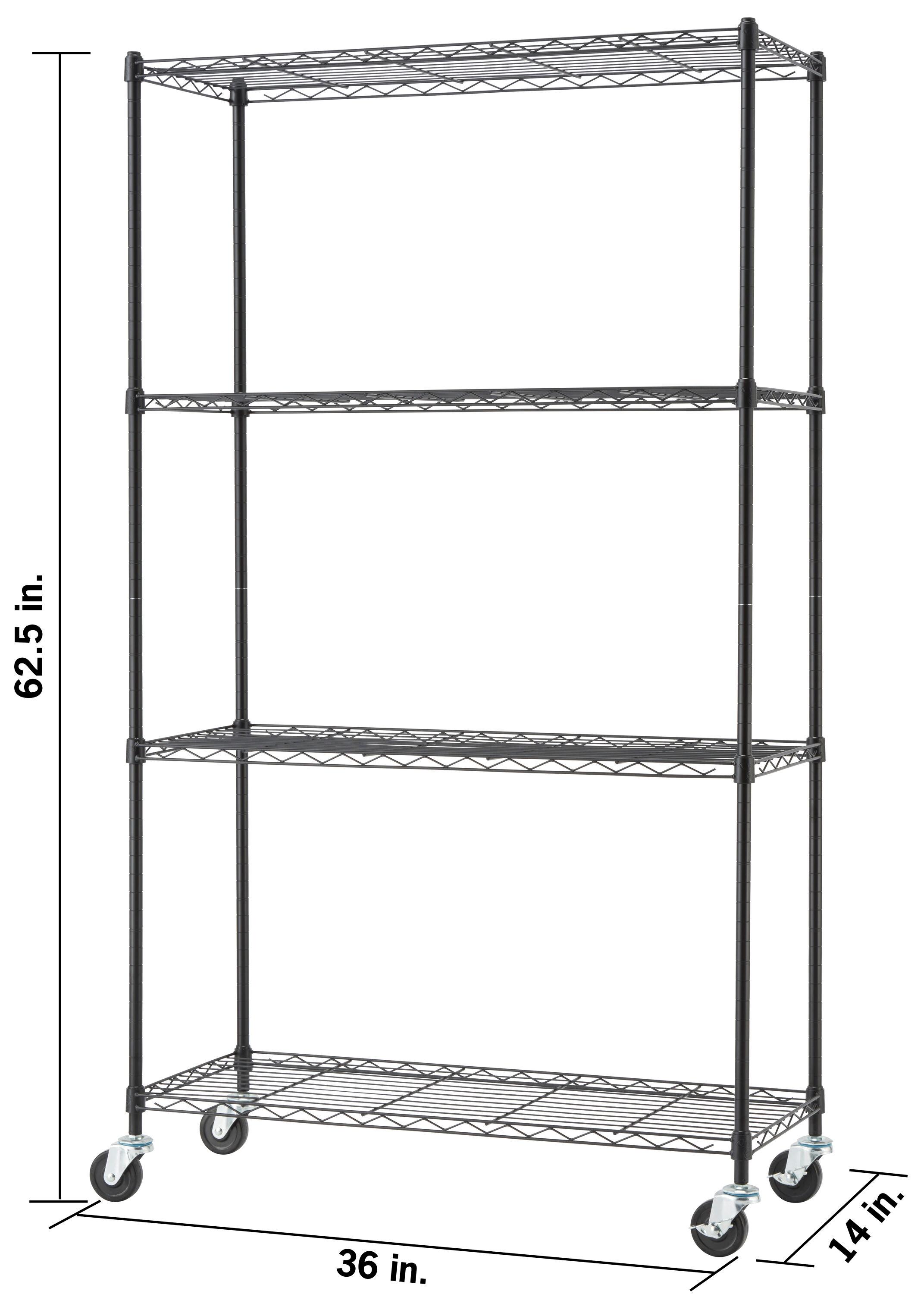 36'' W Steel Height -Adjustable Shelving Unit with Wheels