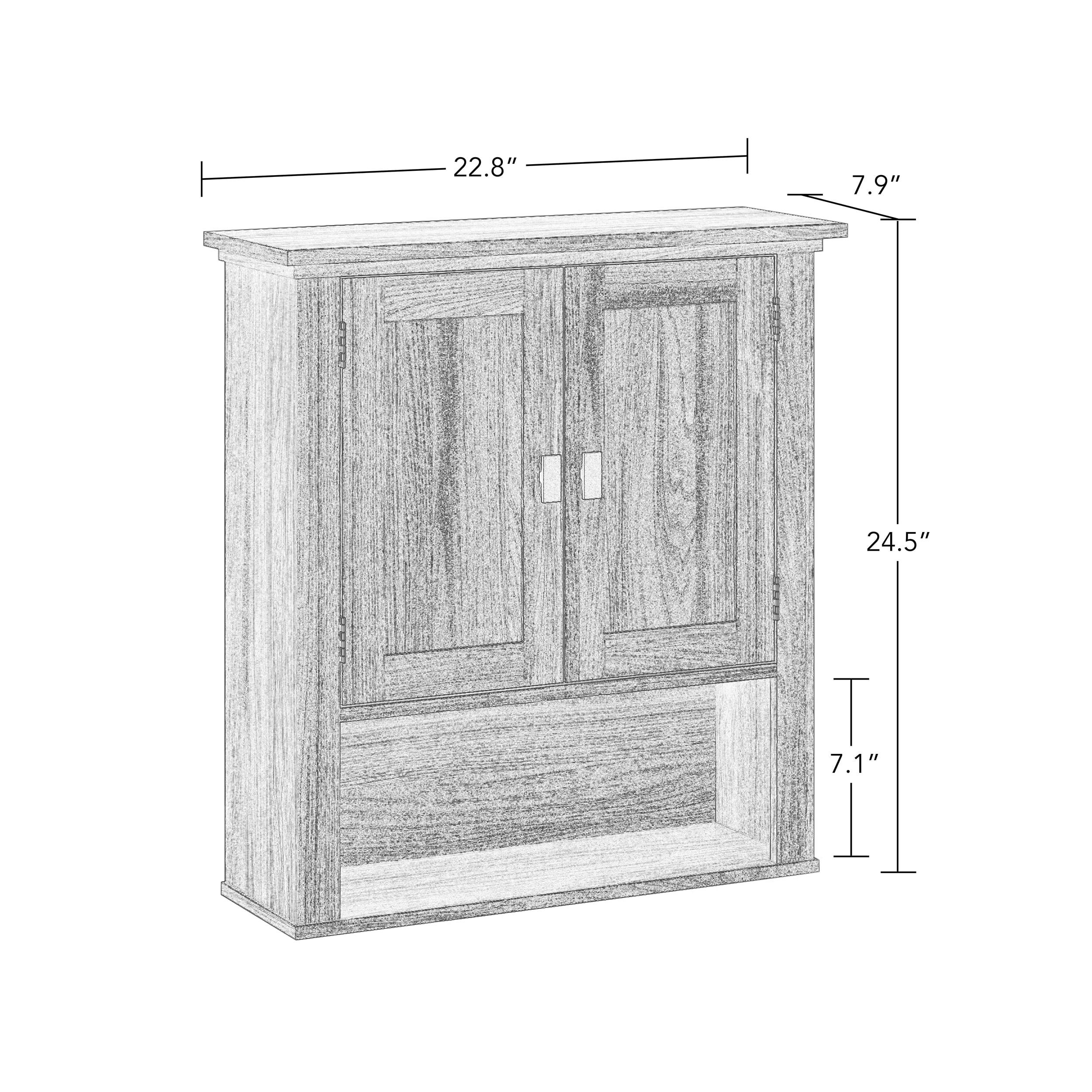 RiverRidge Hayward Two-Door Bathroom and Laundry Wall Mount Storage Medicine Cabinet with Fixed and Adjustable Shelf