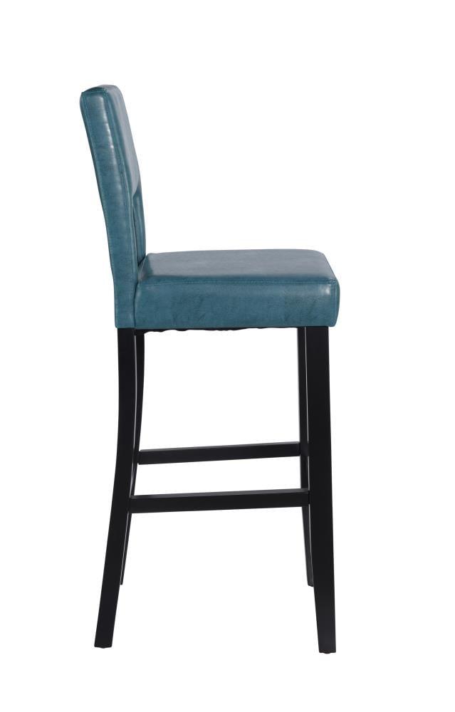 30" Vega Padded Back and Seat Faux Leather Barstool Blue - Linon: Upholstered, Rubberwood Legs, Fixed Height