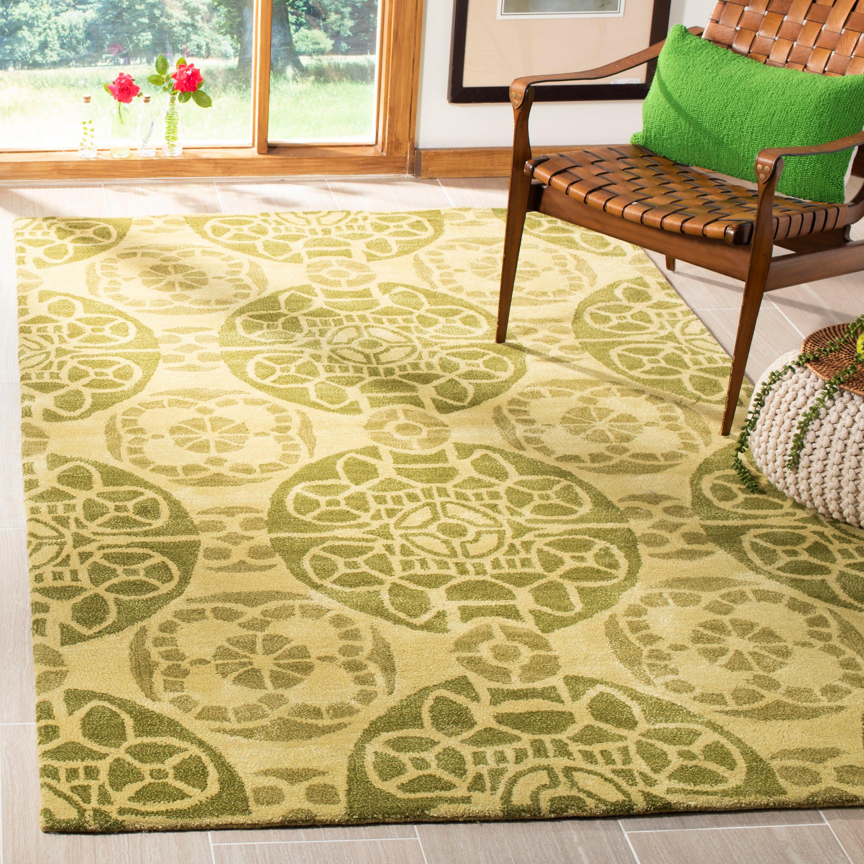 Wyndham WYD376 Hand Tufted Indoor Area Rug - Honey/Green - 7'x7' - Safavieh.