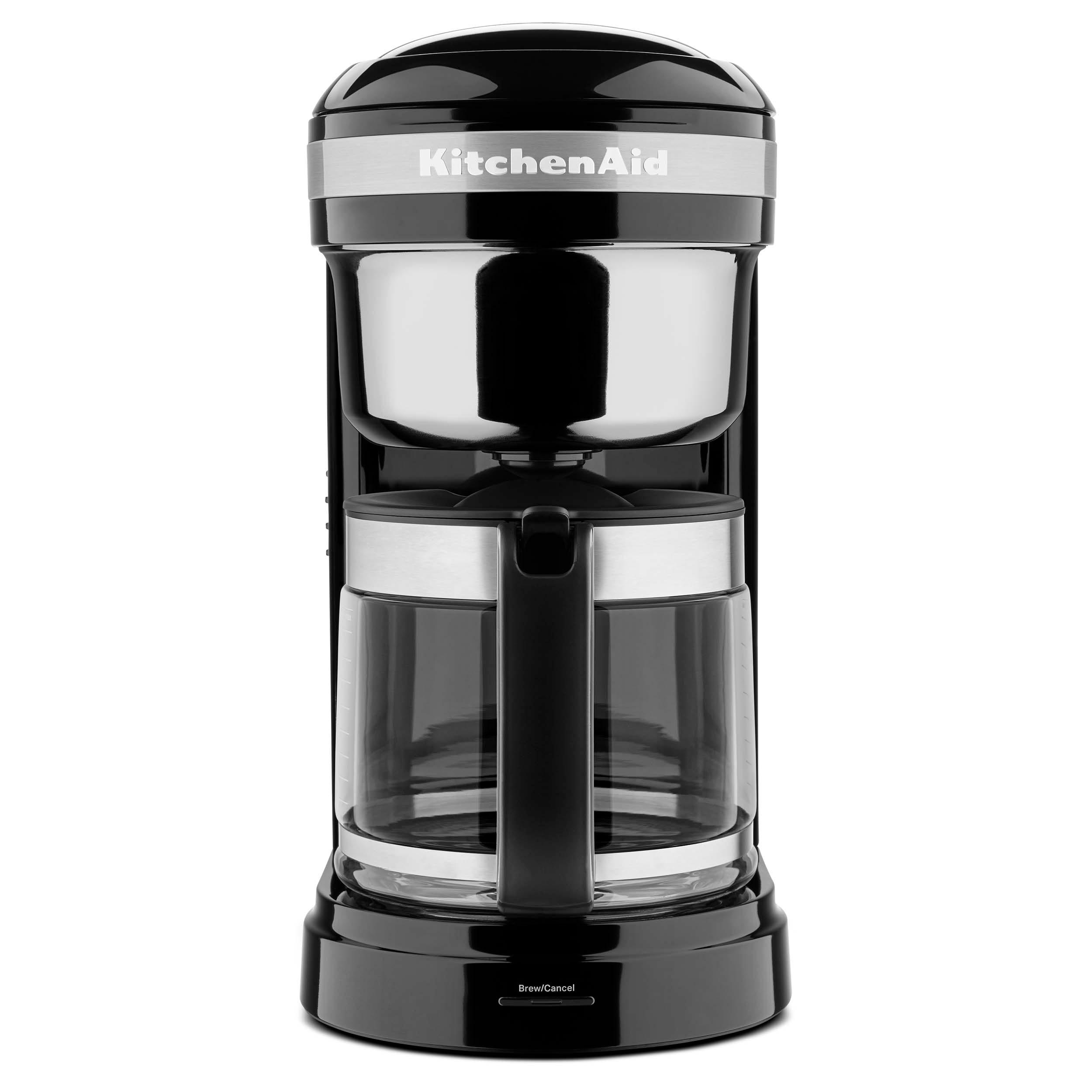 KitchenAid 12 Cup Drip Coffee Maker with Spiral Showerhead and Programmable Warming Plate, Onyx Black, KCM1209