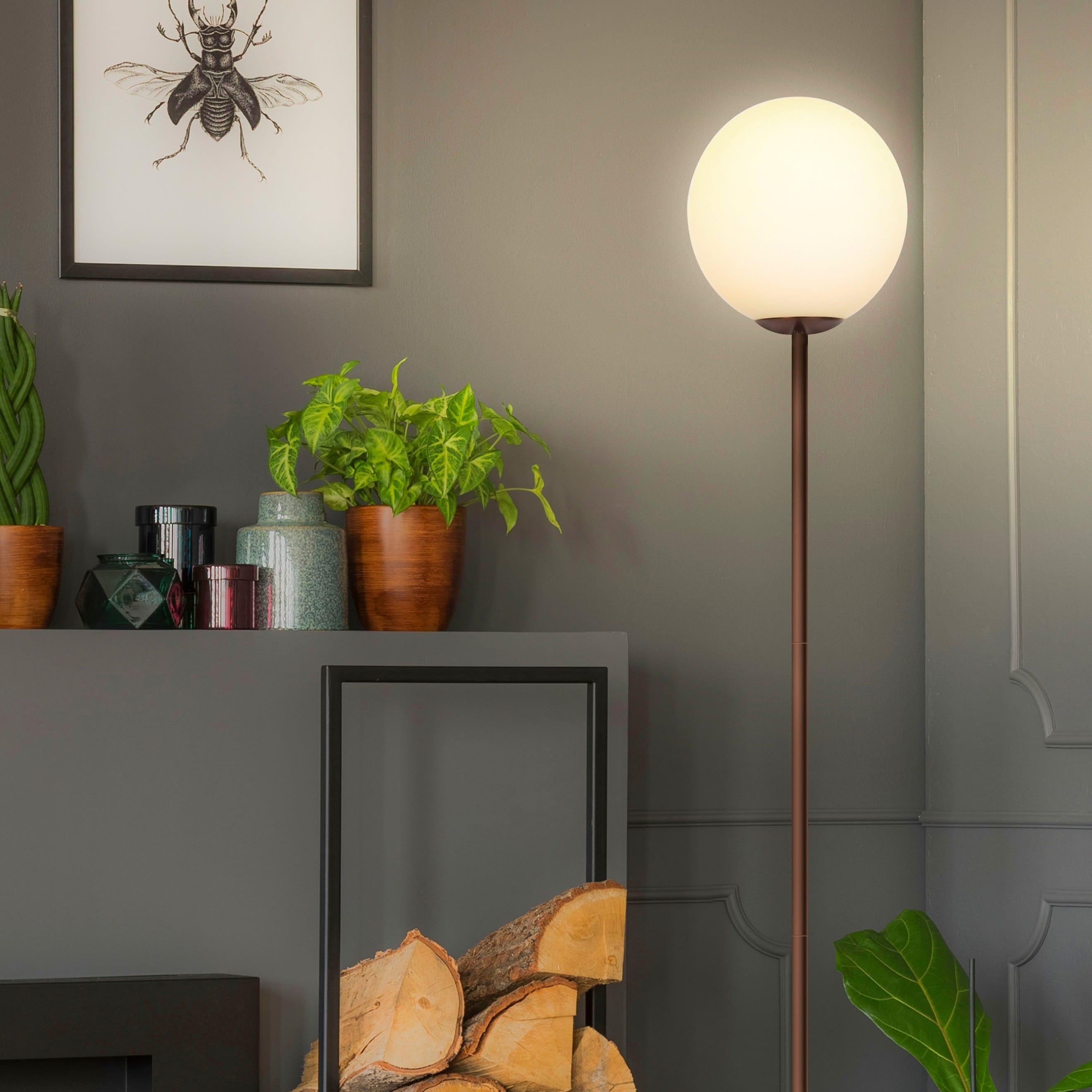 Luna 65 in. Modern LED Energy Efficient Floor Lamp with Frosted Glass Globe Shade