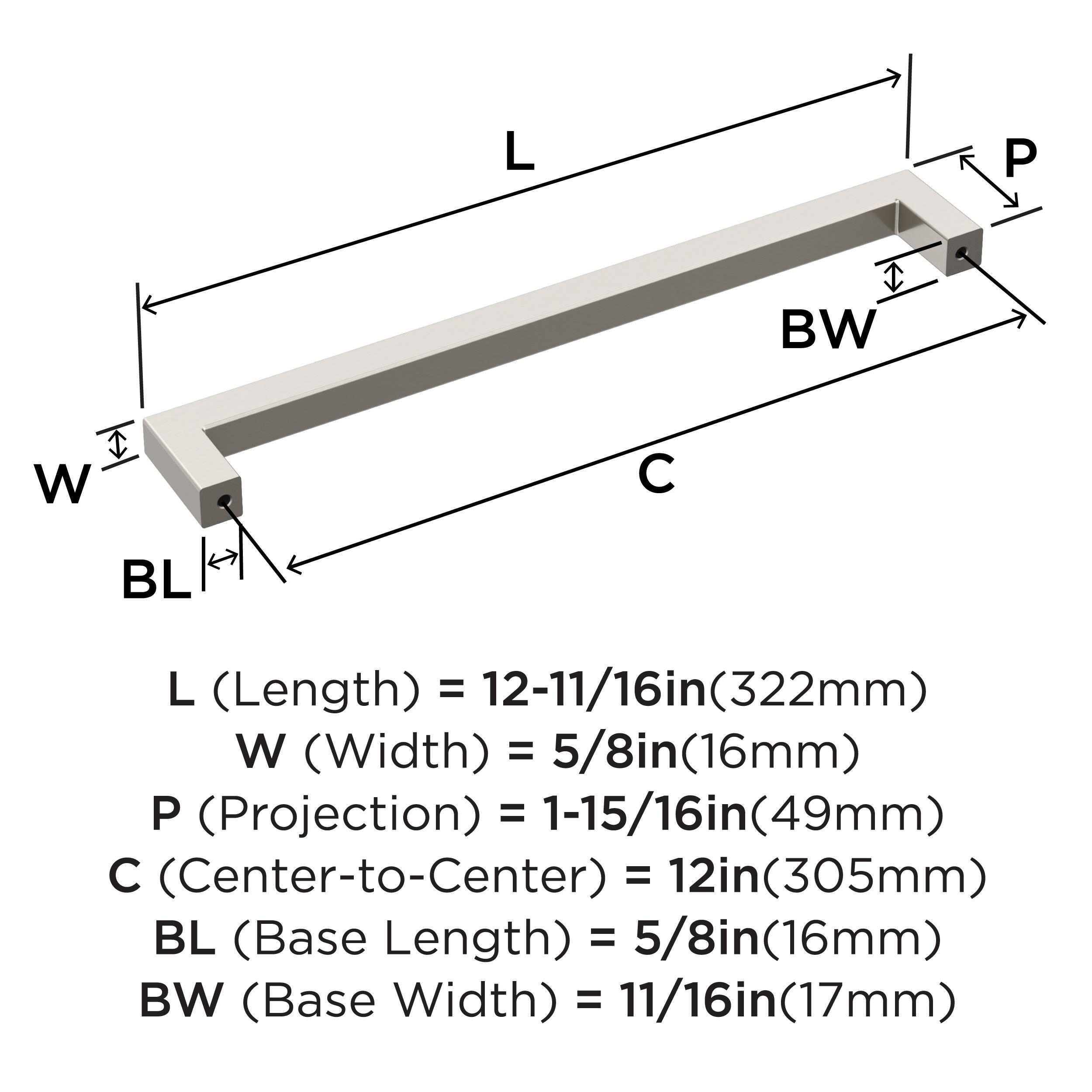 Amerock Monument 12 inch (305mm) Center-to-Center Satin Nickel Appliance Pull