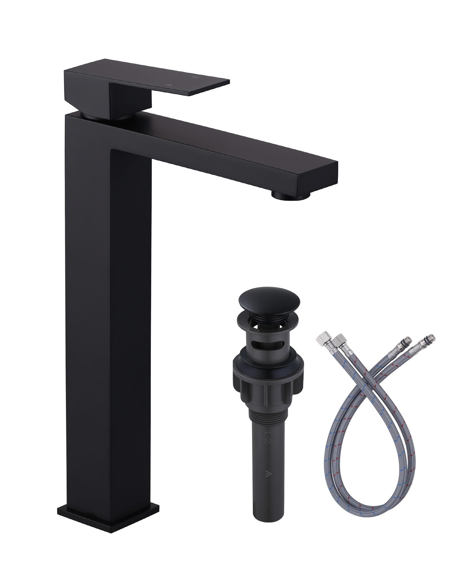 High Arc Single Handle Single Hole Bathroom Faucet With Drain Kit