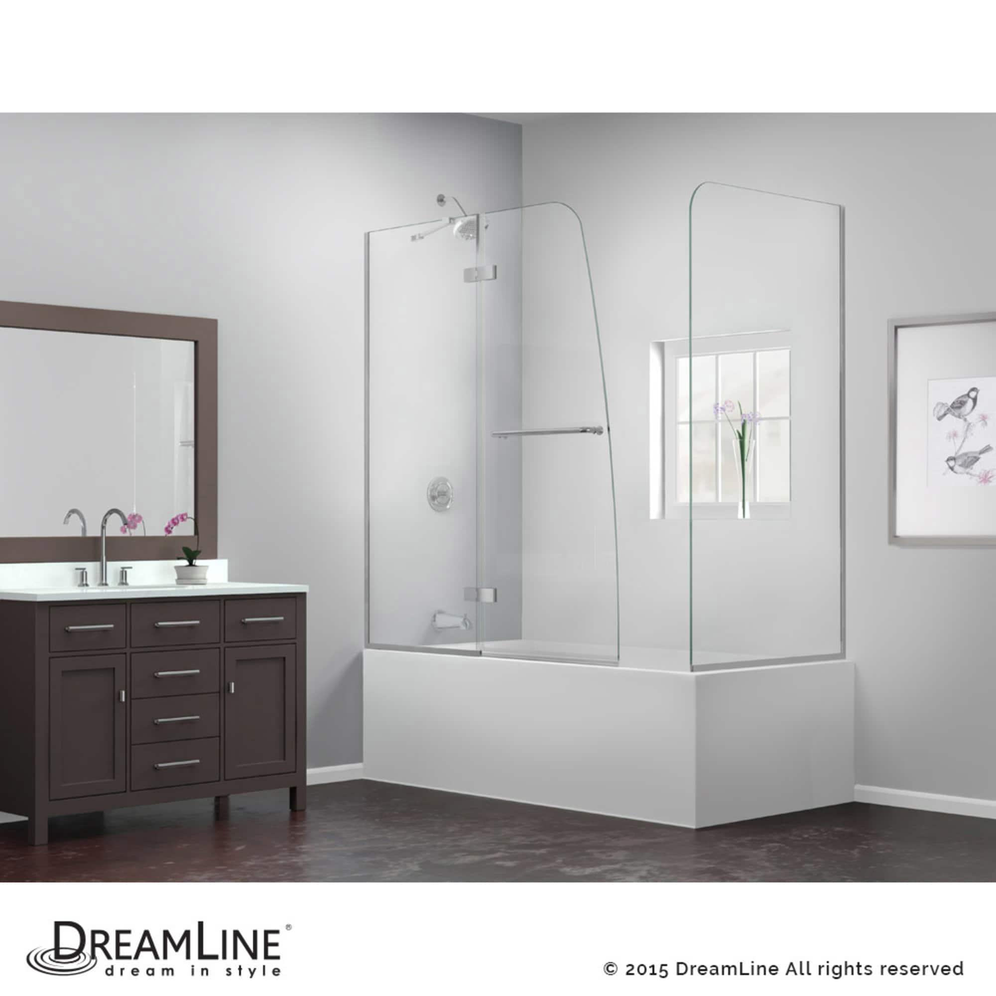 Aqua Ultra 57 "W x 58" H Semi-Frameless Tub Door with Return Panel