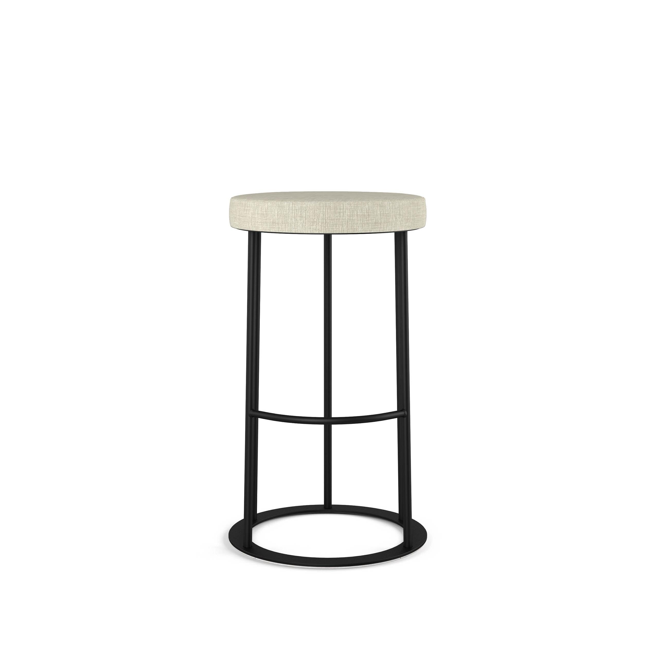 Sleek Modern 26'' Backless Counter Stool in Beige and Black Metal