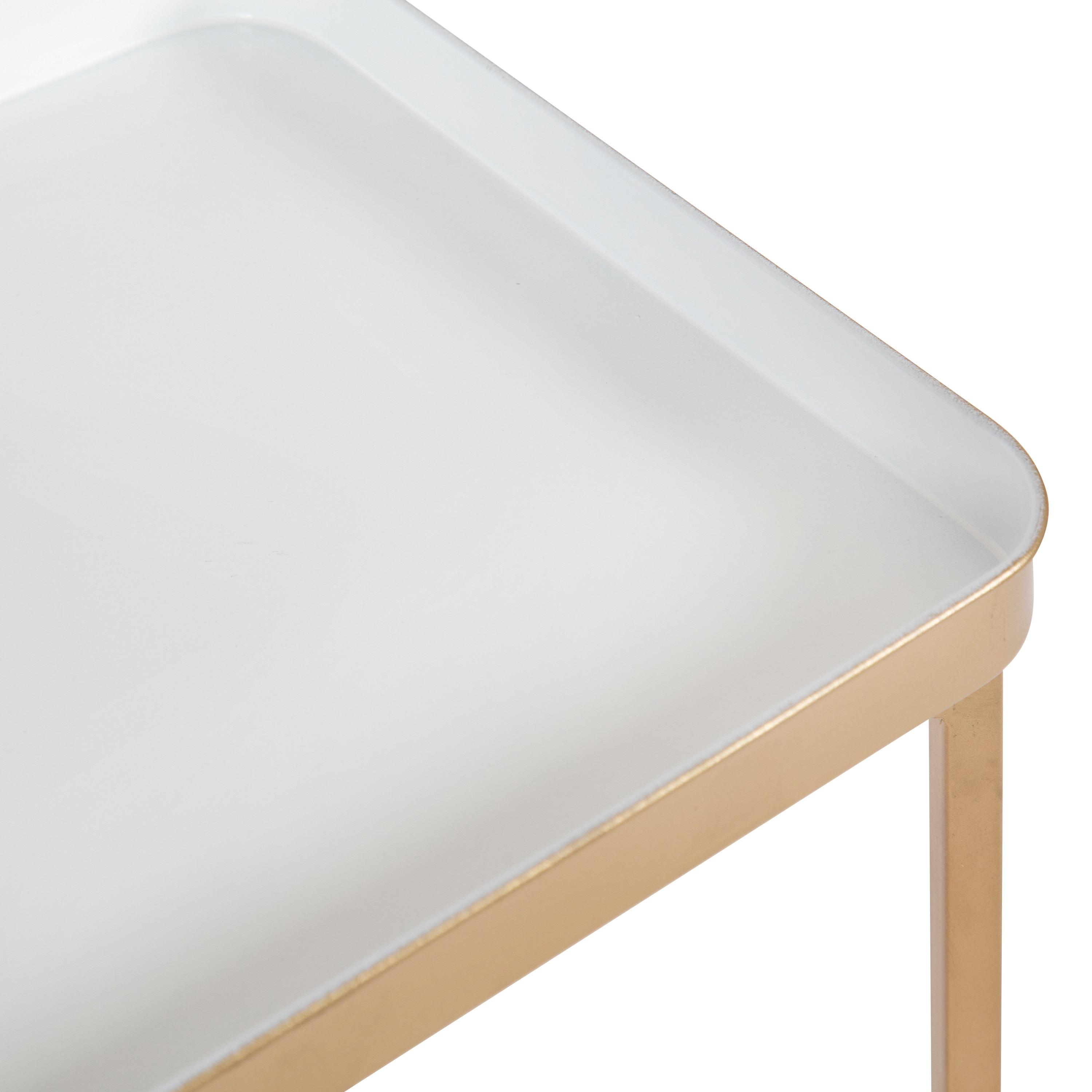 Kate and Laurel Celia Rectangle Metal Side Table, 18x12x26, White and Gold