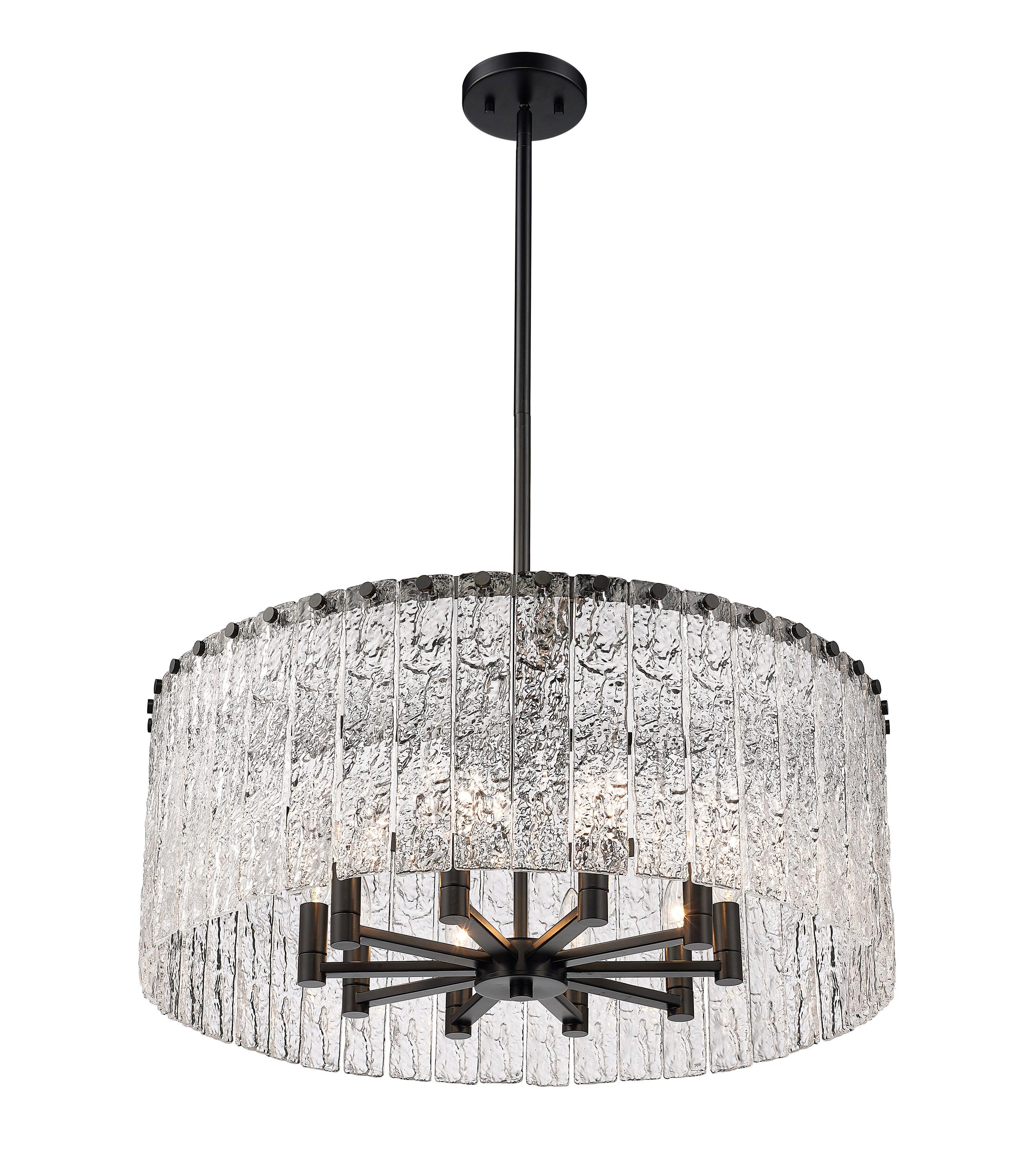 Z-Lite 1943P26 Glacier 10 Light 27" Wide Drum Chandelier - Black