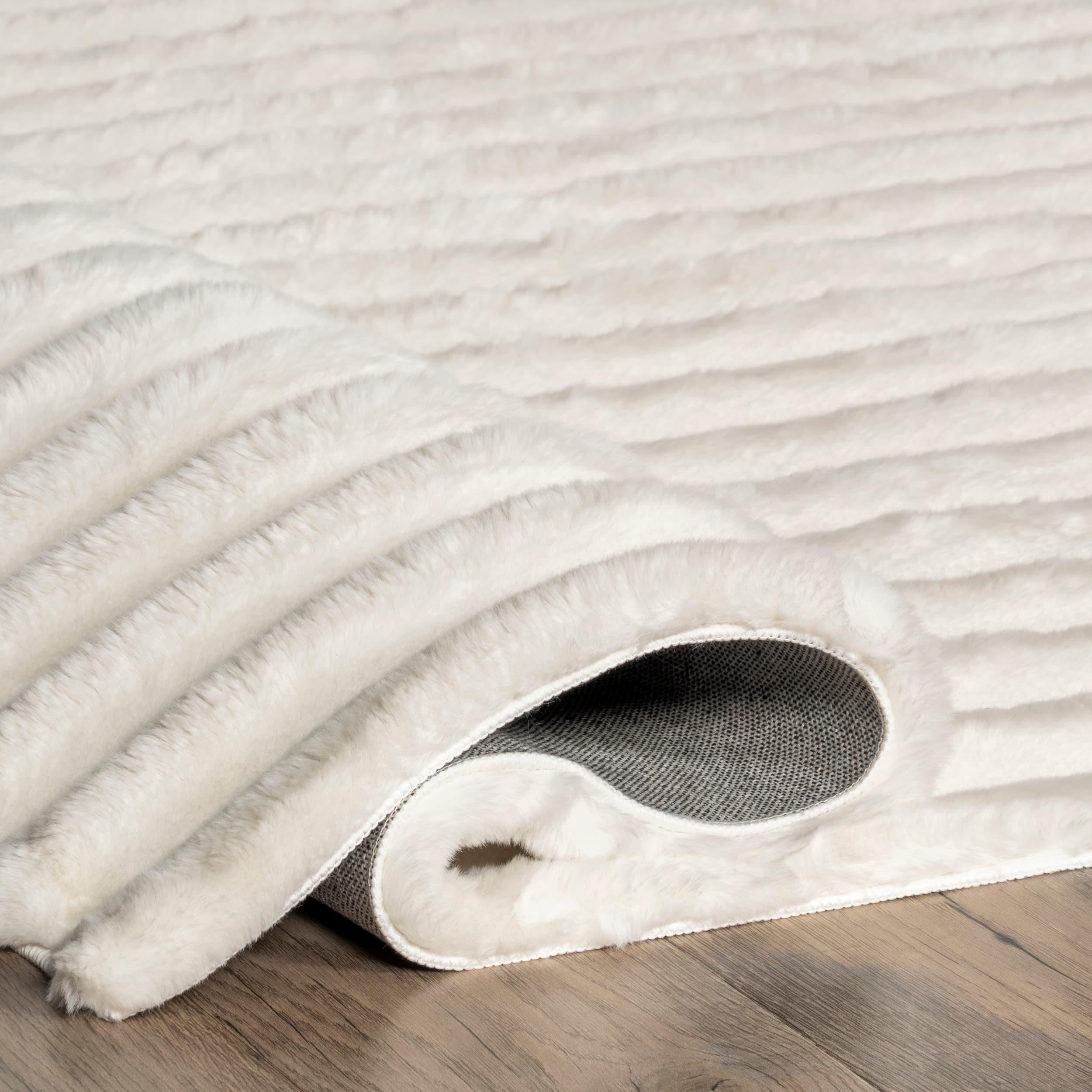 nuLOOM 2' x 6' Cozy Plush SuperiorWash Area Rug, Machine Washable, Non-Slip, Soft Fluffy Shag Carpet for Living Room Bedroom Nursery, Kai Off-white