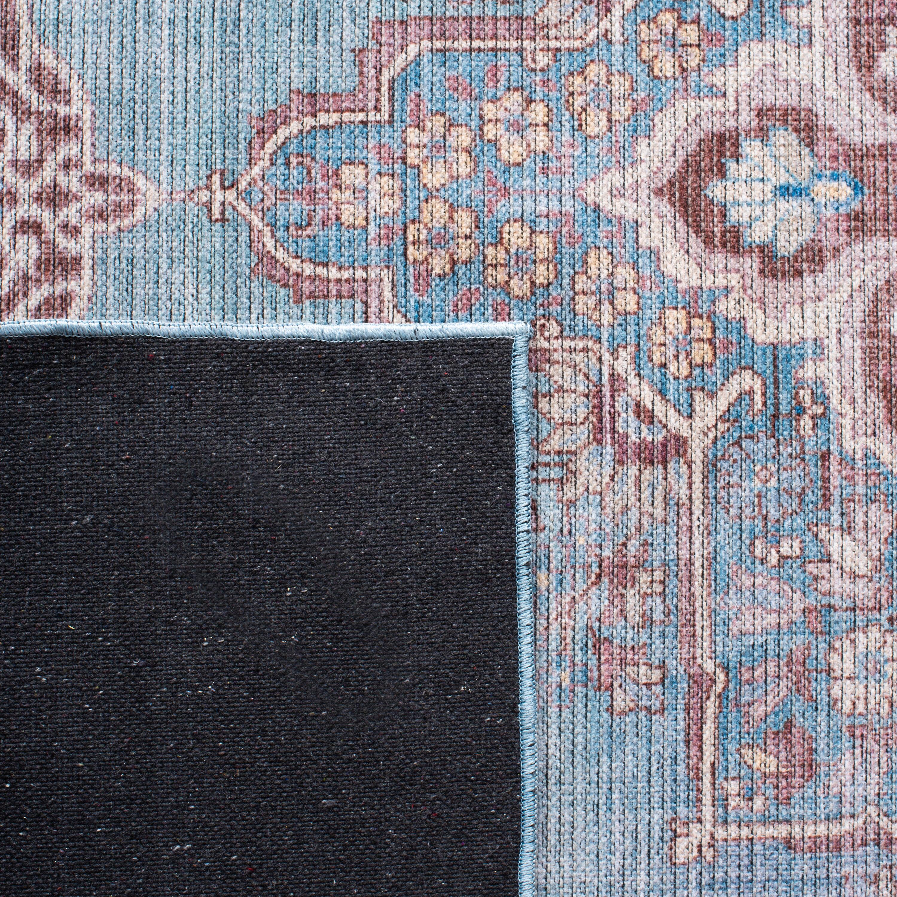 Serapi SEP580 Power Loomed Machine Washable Skid-Resistant Indoor Area Rug - Blue/Brown - 6'7" Round - Safavieh