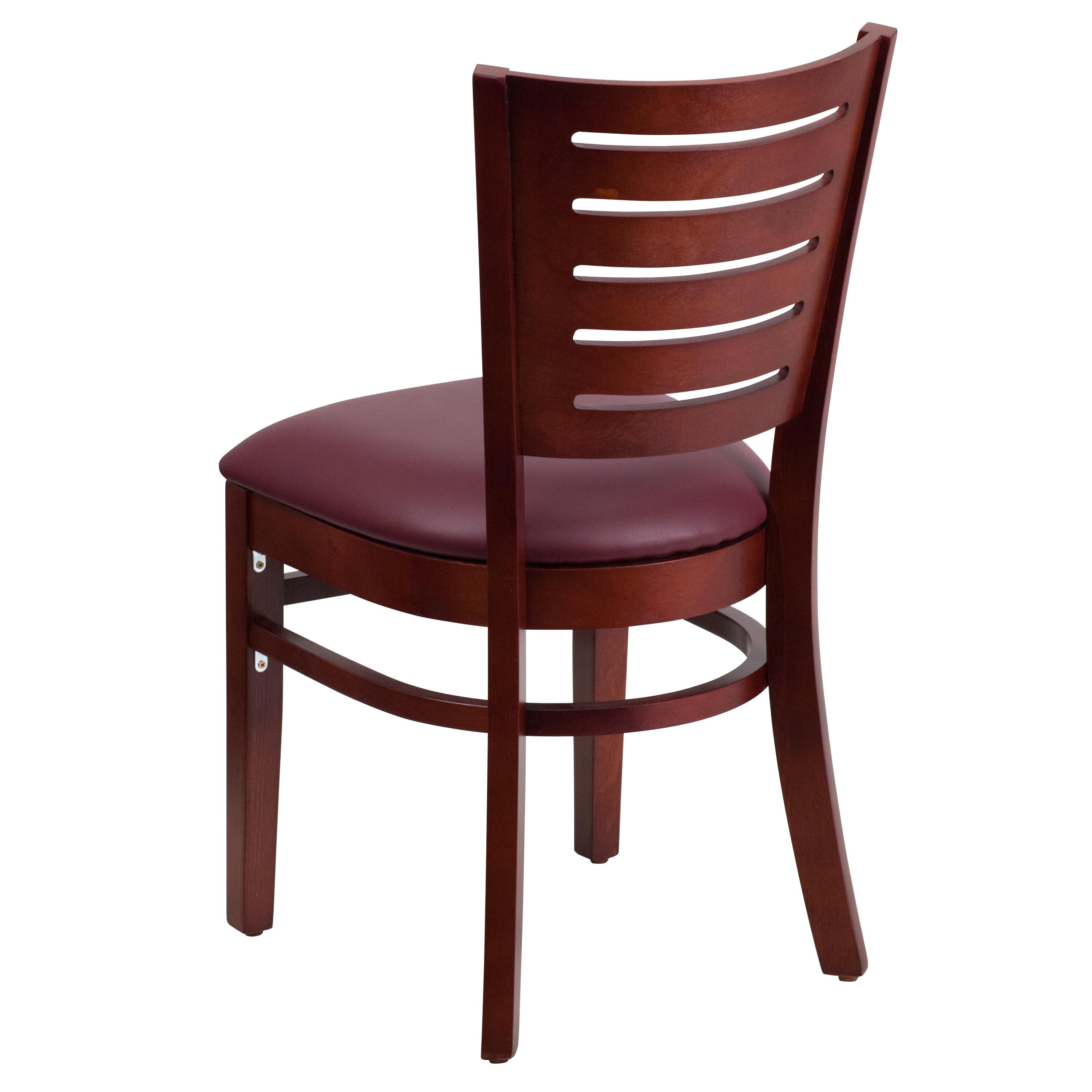 Flash Furniture Darby Series Slat Back Mahogany Wood Restaurant Chair - Burgundy Vinyl Seat