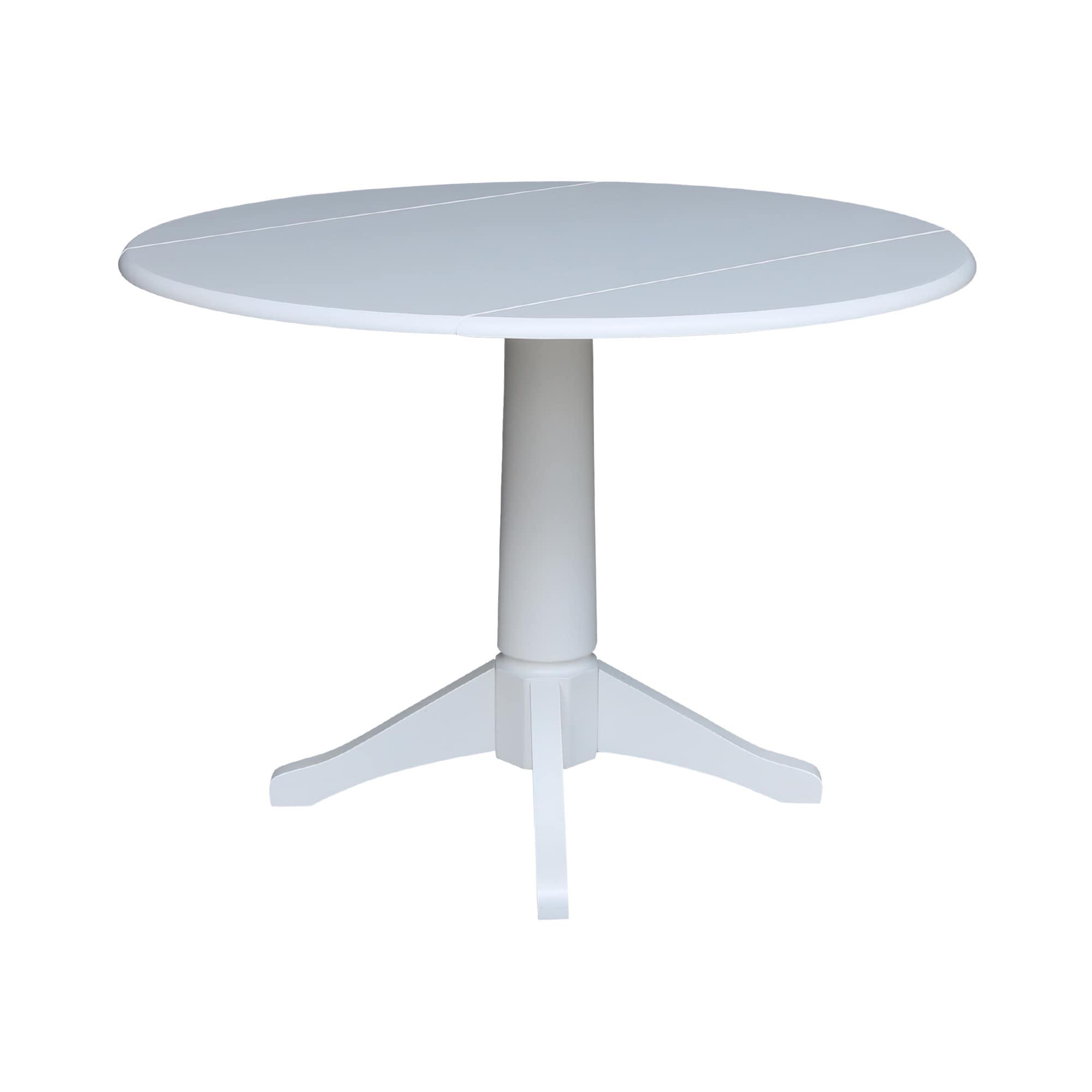 42" Nina Round Top Dual Pedestal Dining Table White - International Concepts: Modern Style, Seats 4, Wood Frame