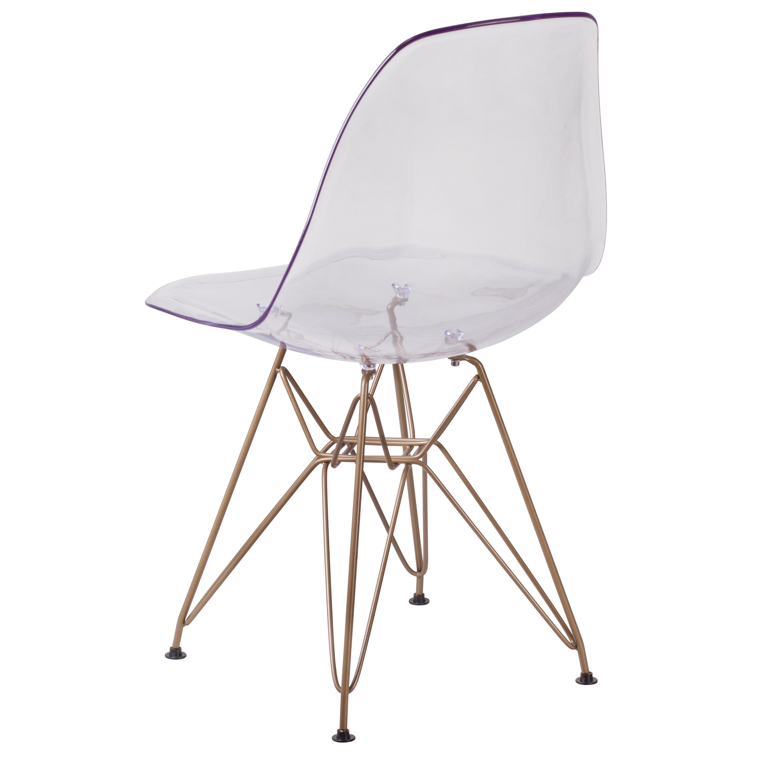 Flash Furniture Elon Series Ghost Chair with Gold Metal Base