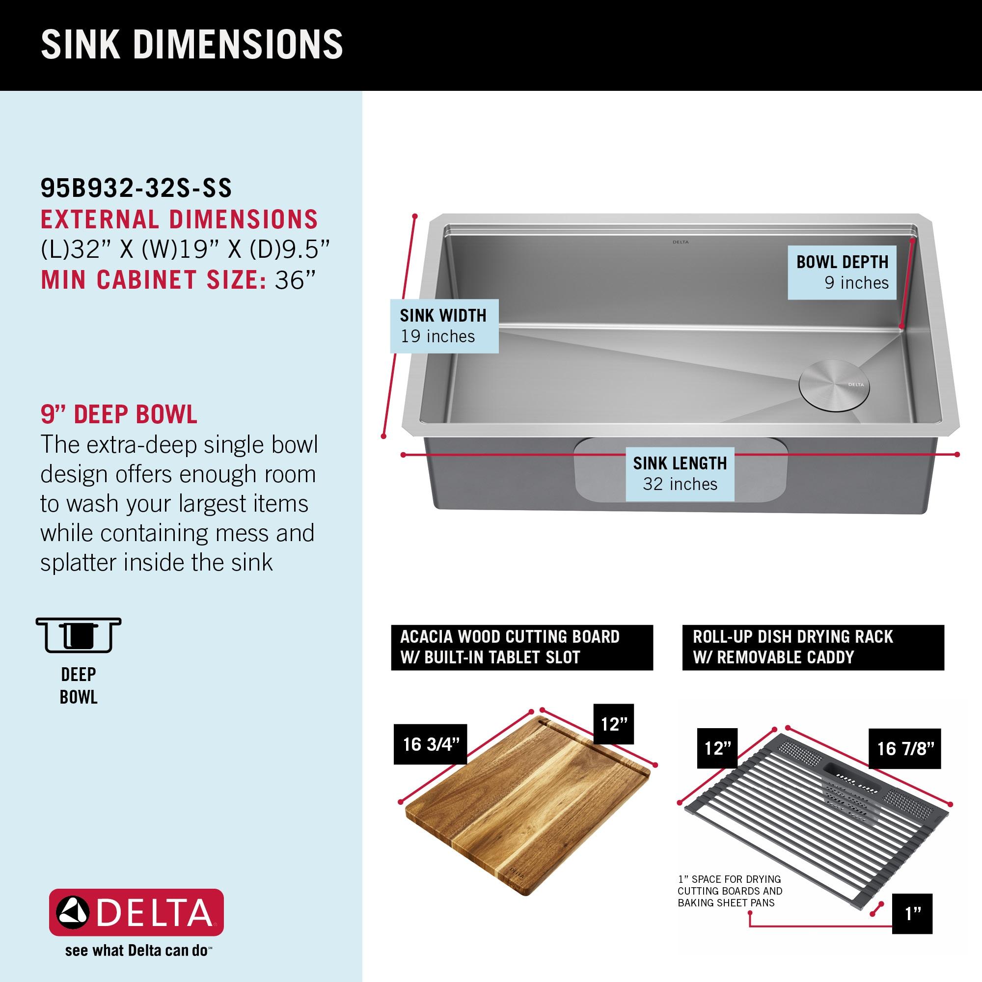 Delta Lorelai™ 32" LWorkstation Kitchen Sink Undermount 16 Gauge Stainless Steel Single Bowl