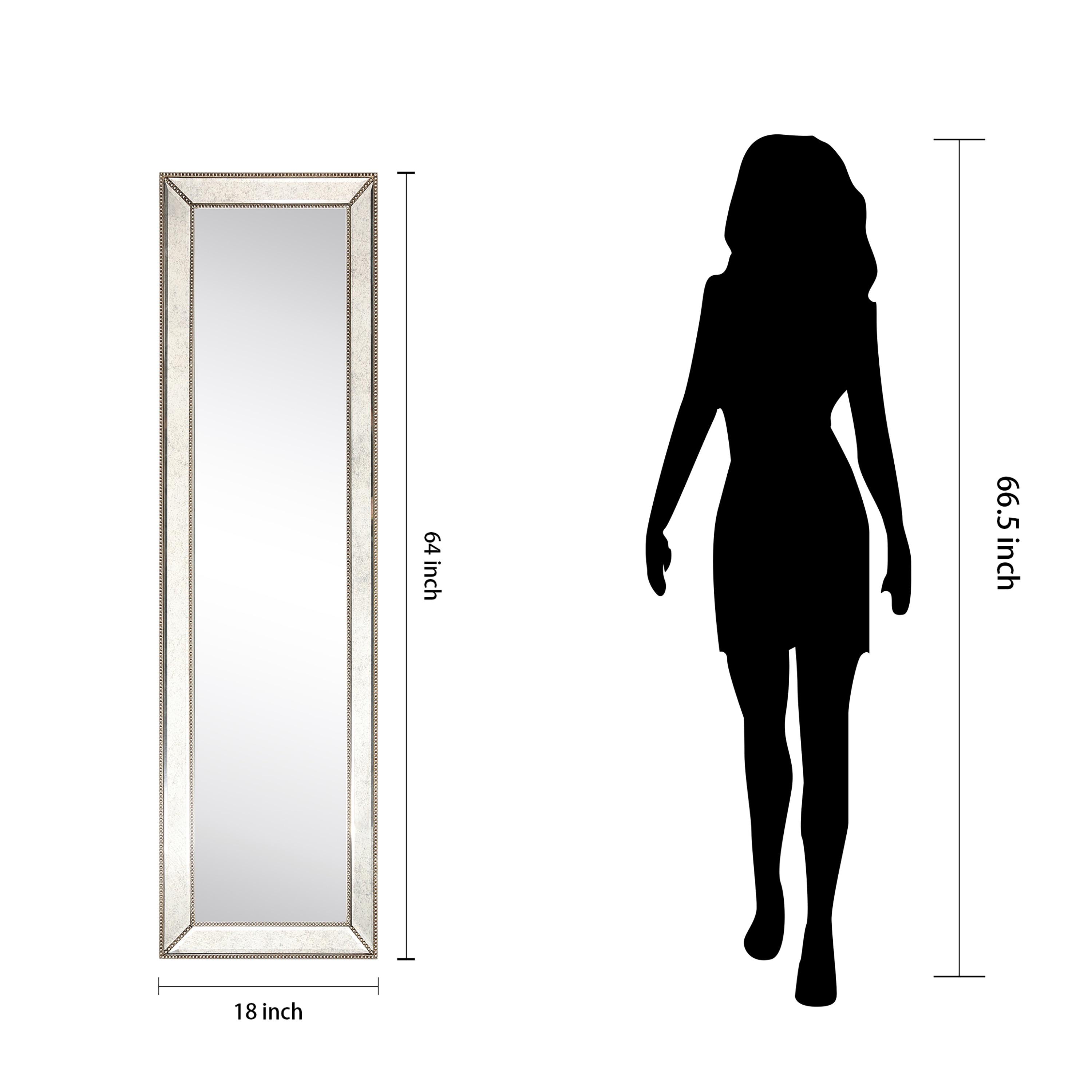 Empire Art Direct Champagne Bead Beveled Rectangular Wall Mirror - Clear 18 in. x 2.16 in. x 64 in.