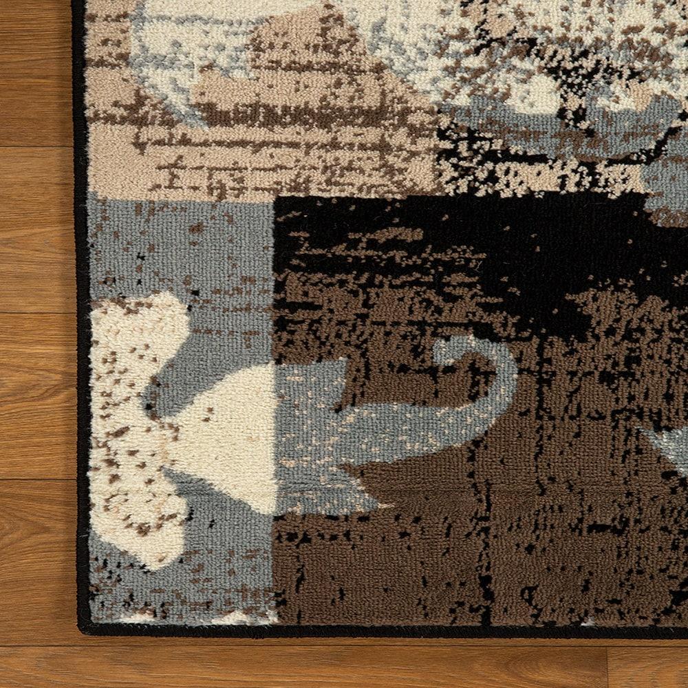 Superior Indoor Area Rug, Jute Backed, Perfect for Office, Living/Dining Room, Bedroom, Kitchen, Hallway, Entryway, Floor, Modern Floral Patchwork Decor, Pastiche Collection, 4' x 6', Beige