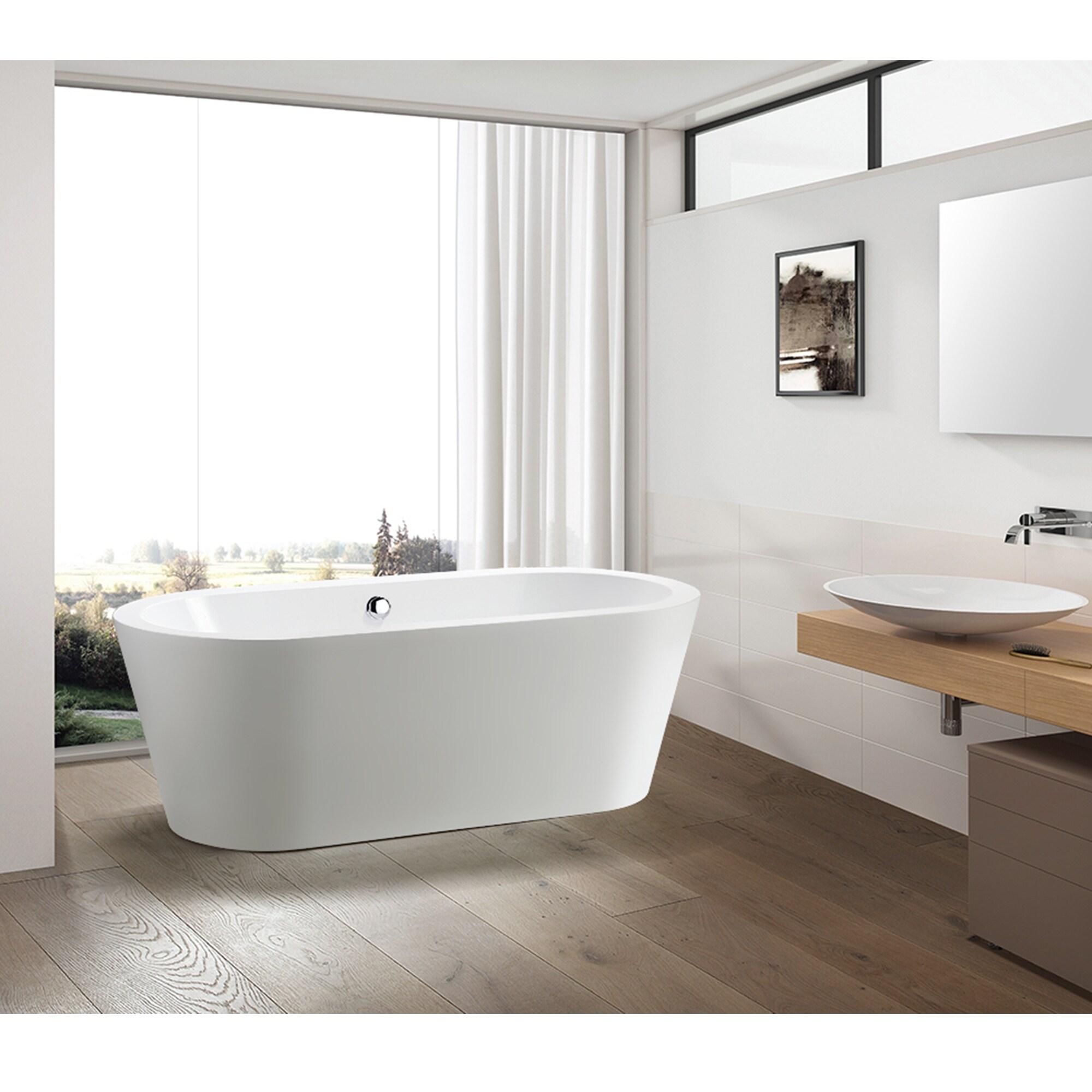 Iris 59" x 30" Freestanding Soaking Acrylic Bathtub